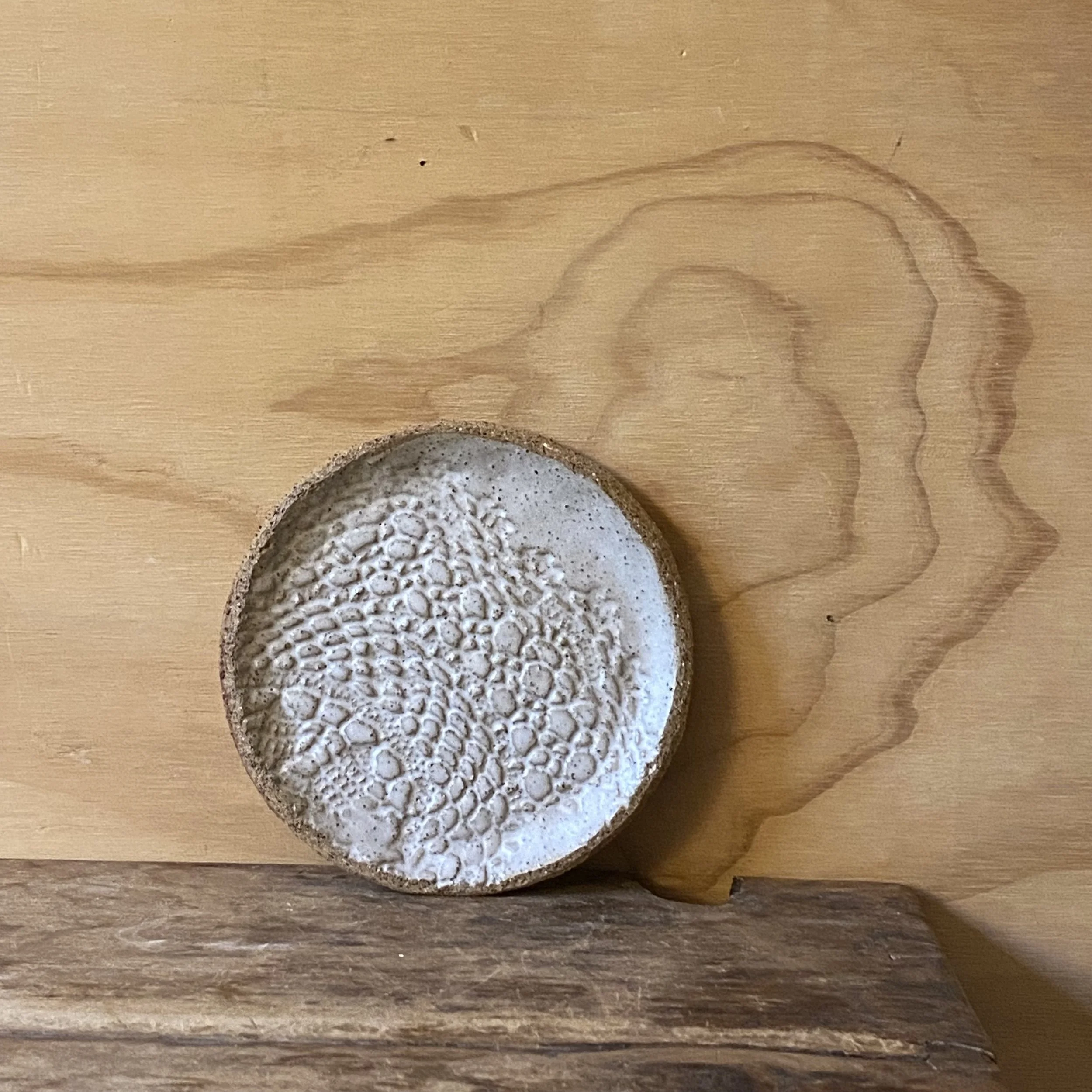 Unearthed Small Textile Cake plate - Ash glaze