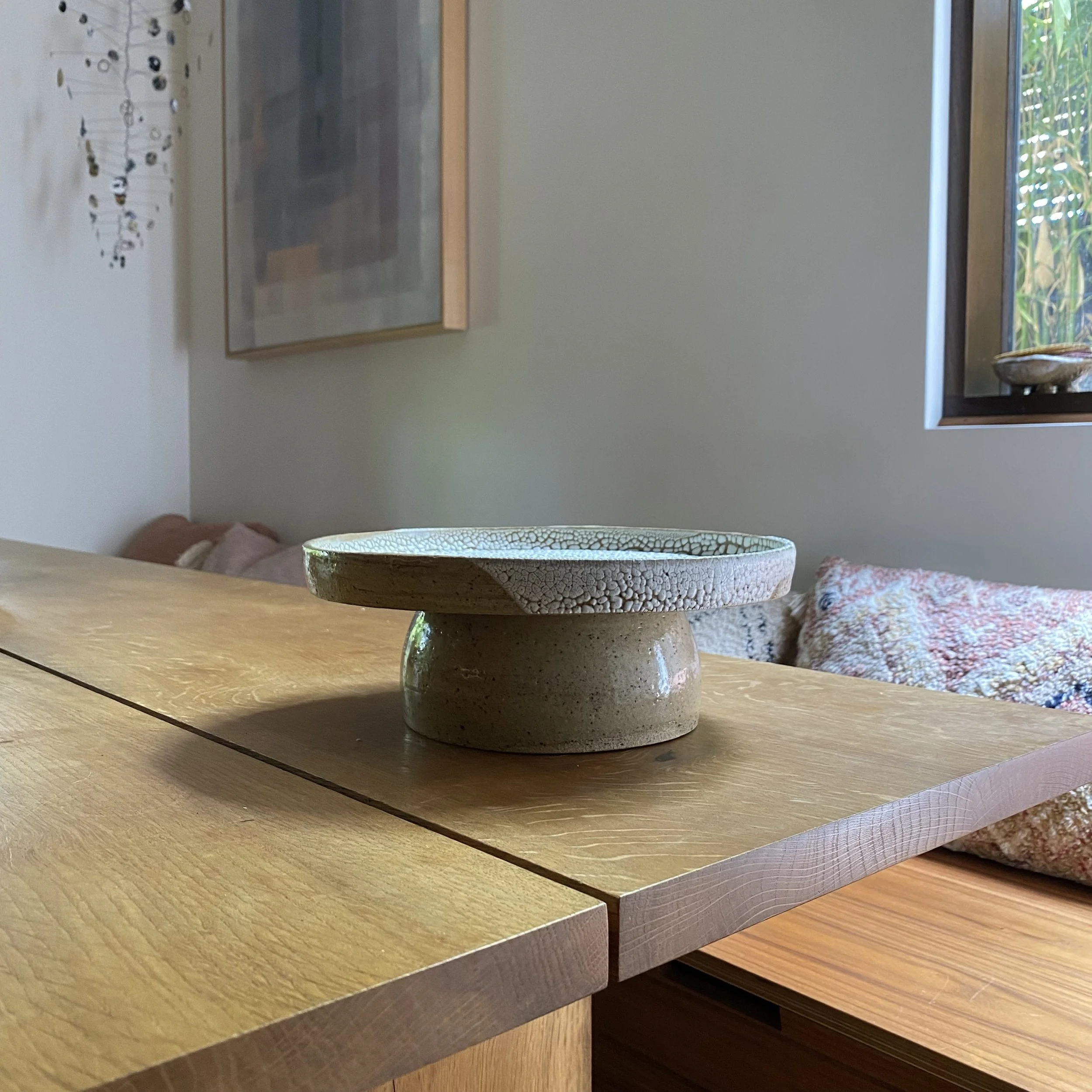 Cracked Earth Cake platter handmade ceramic wedding gift