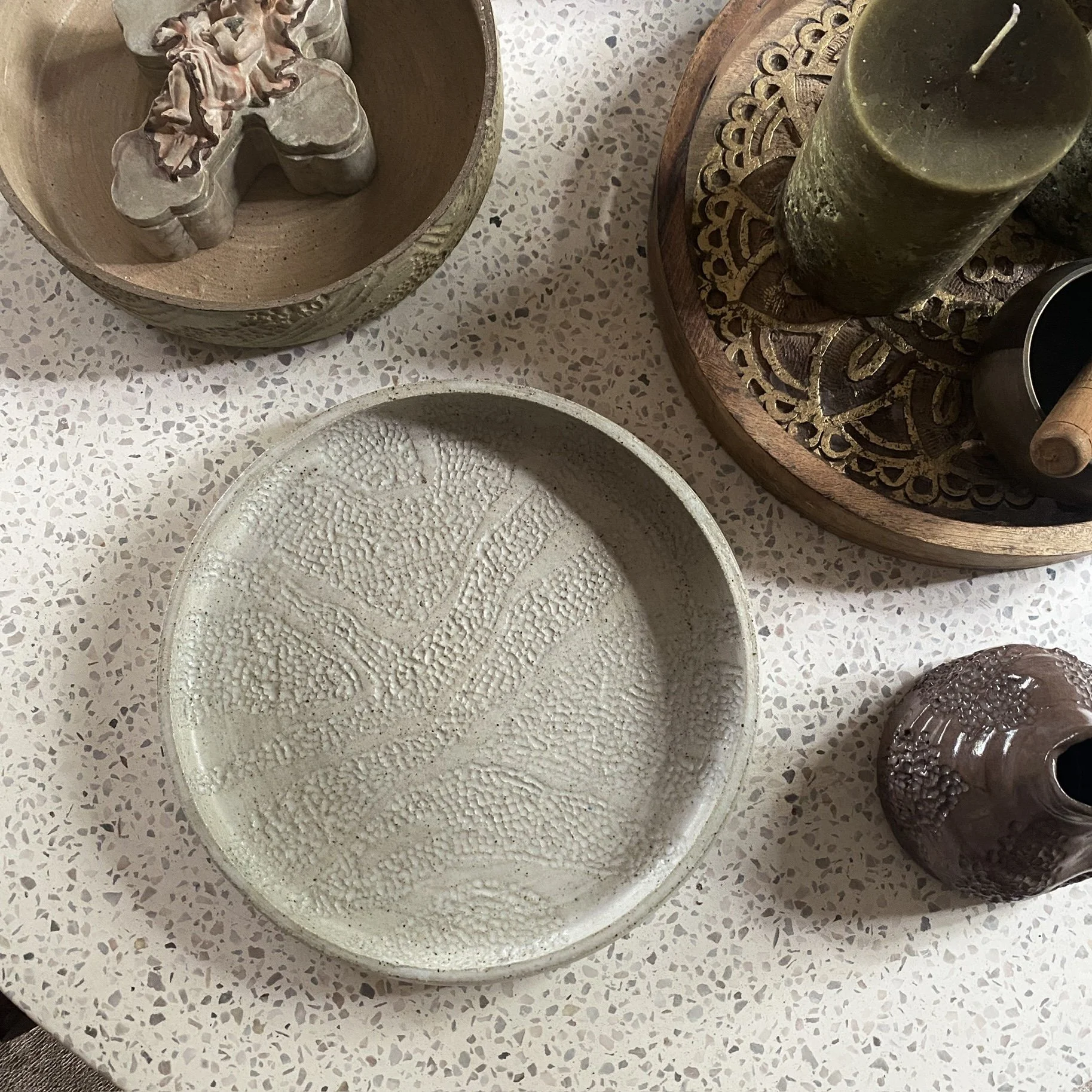 Handmade ceramic Unearthed Topography platter - Ash