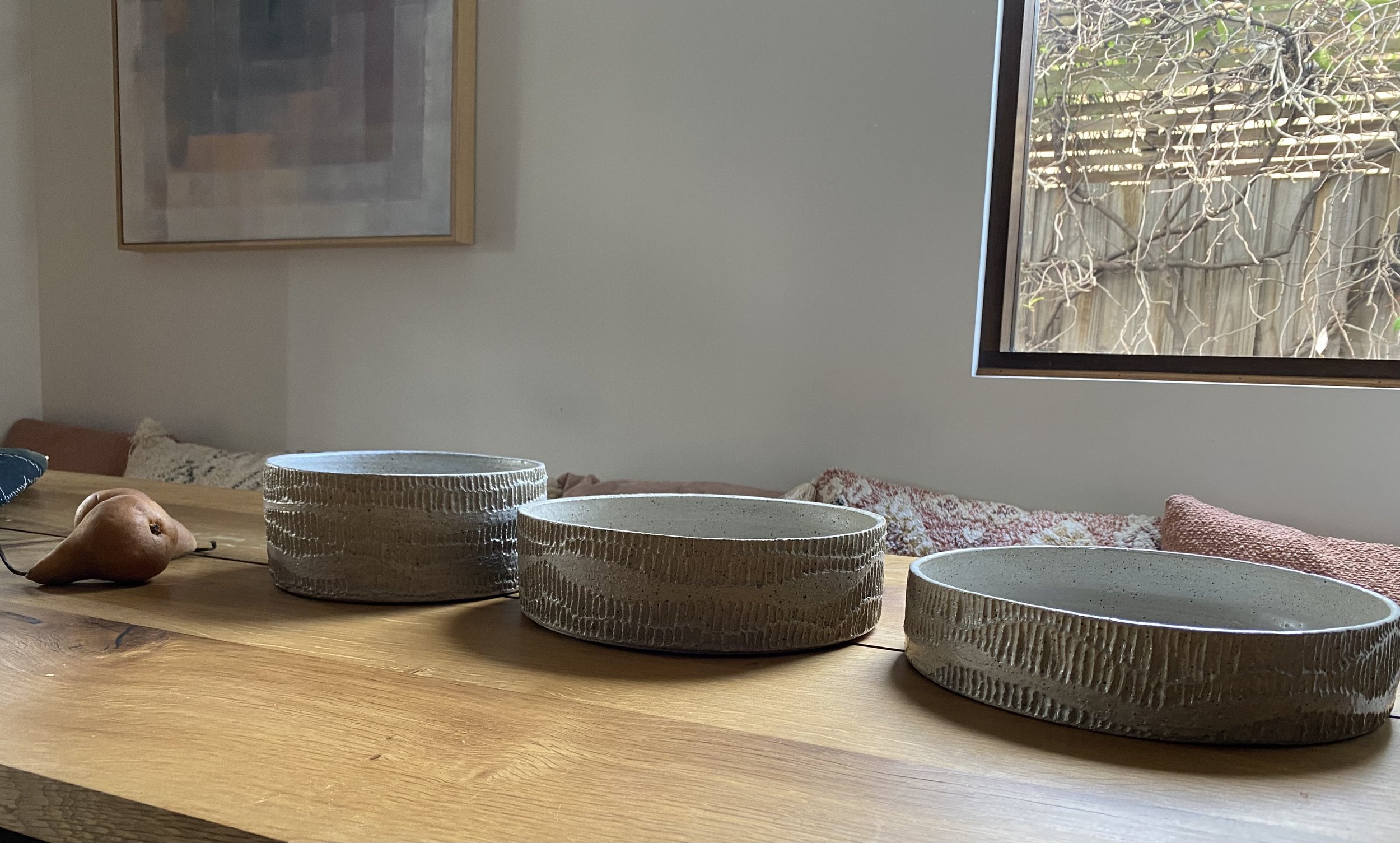 handmade pottery display bowl