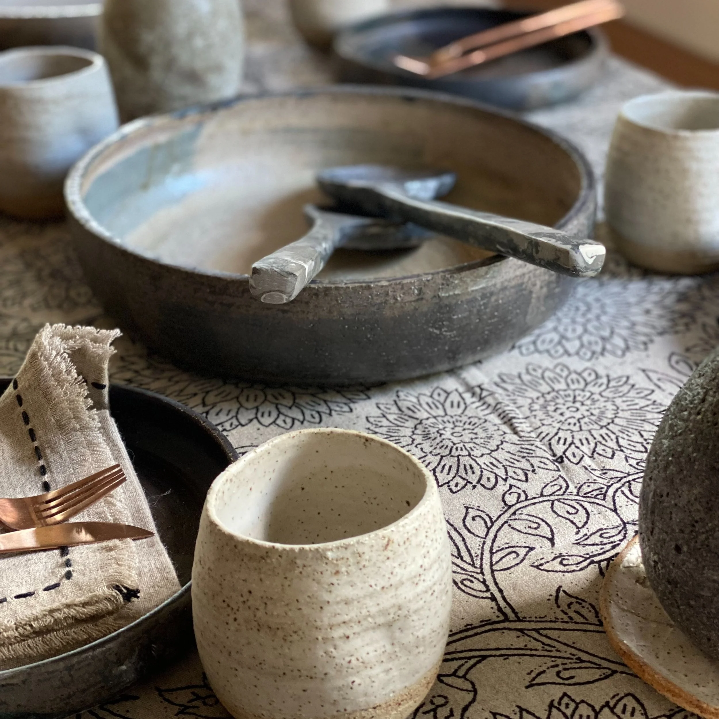 handmade ceramic organic shaped tumbler