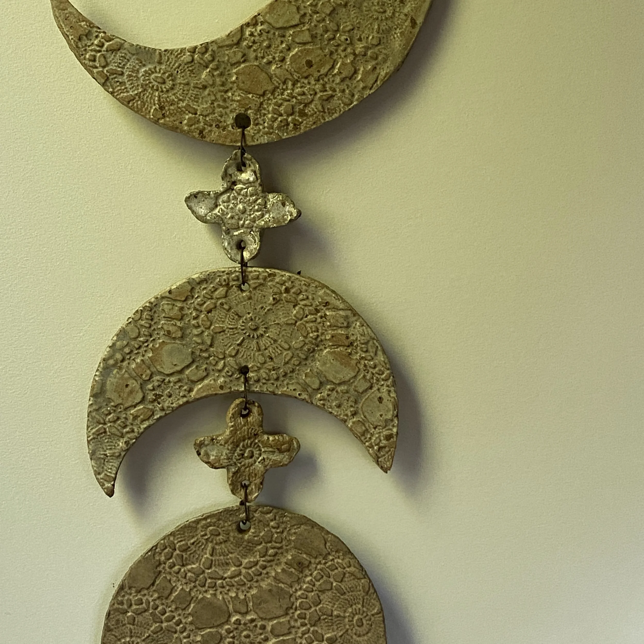 Unearthed Moon Phase Ceramic Wallhanging - Oatmeal and Ash glazes