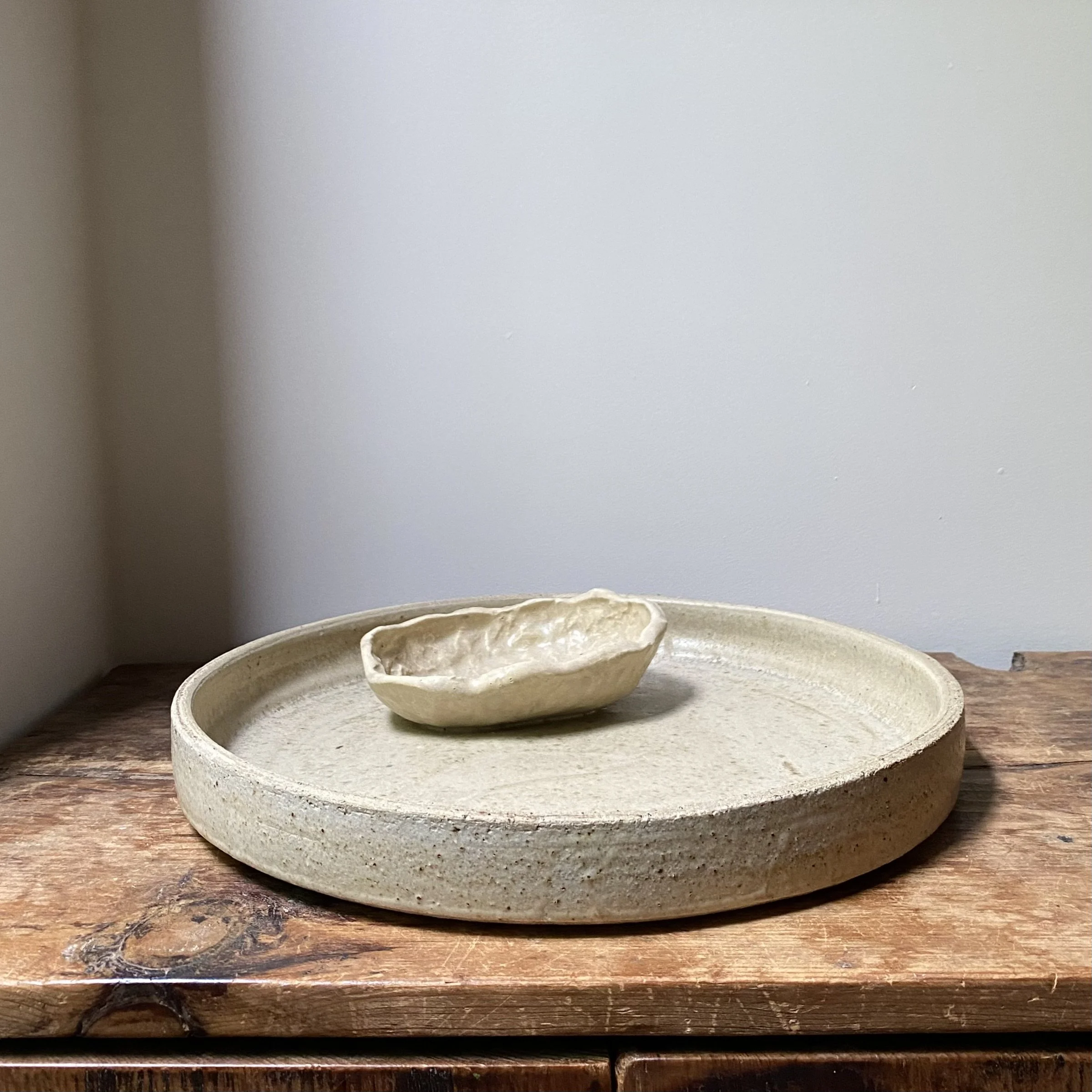 Handmade ceramic Abalone Shell Dish Platter - Natural Palette