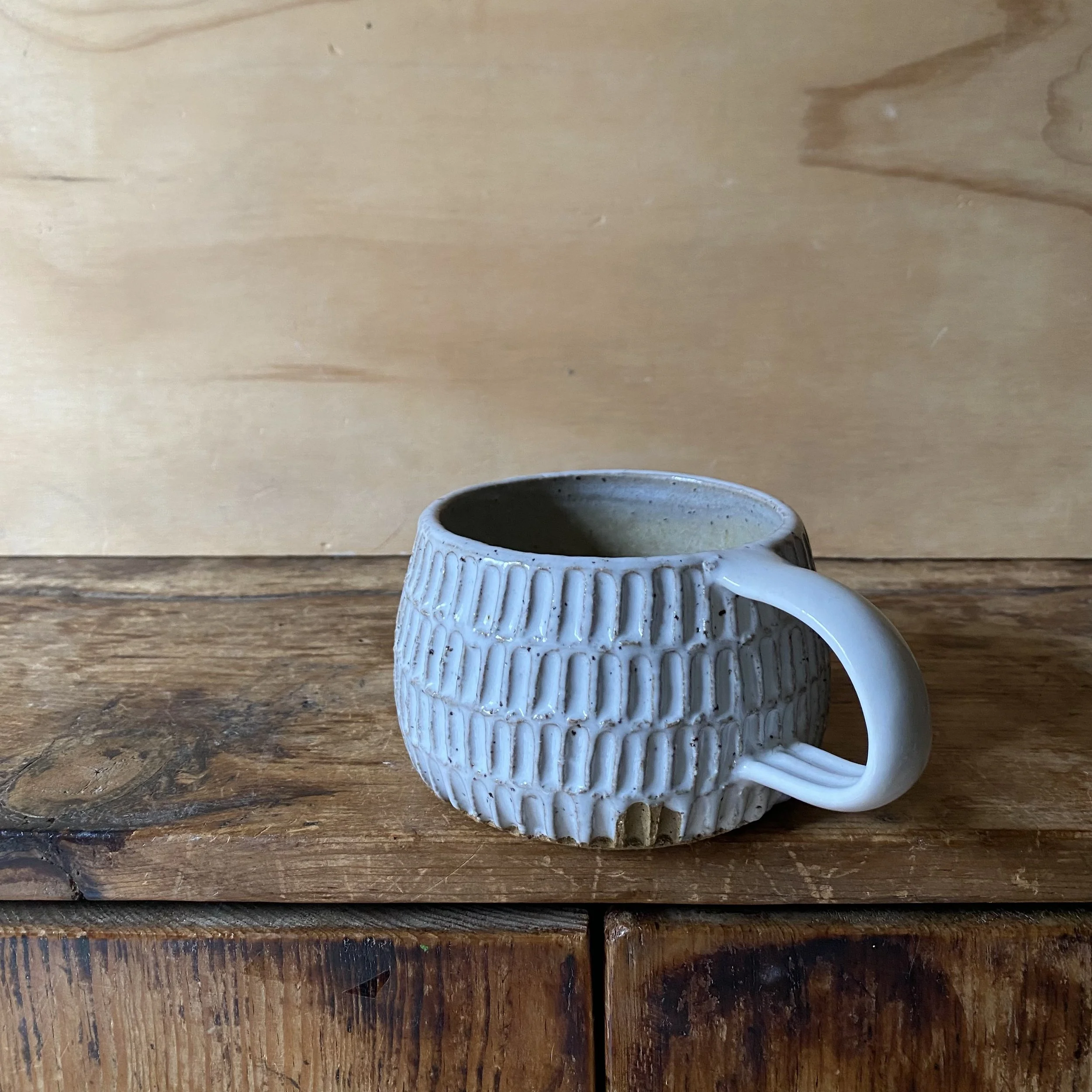 handmade ceramic Unearthed etched mug