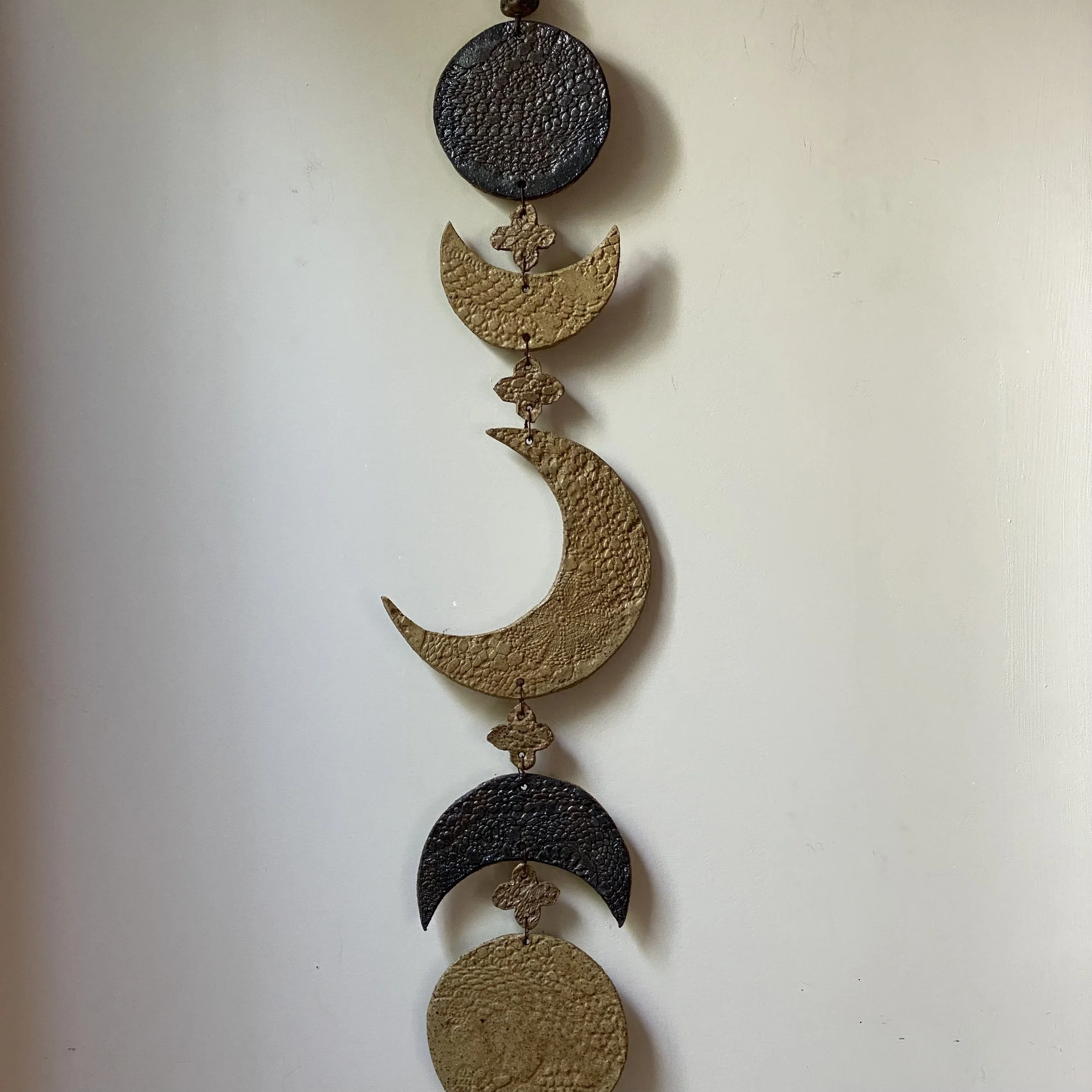 Handmade ceramic wall art Moon phases hanging