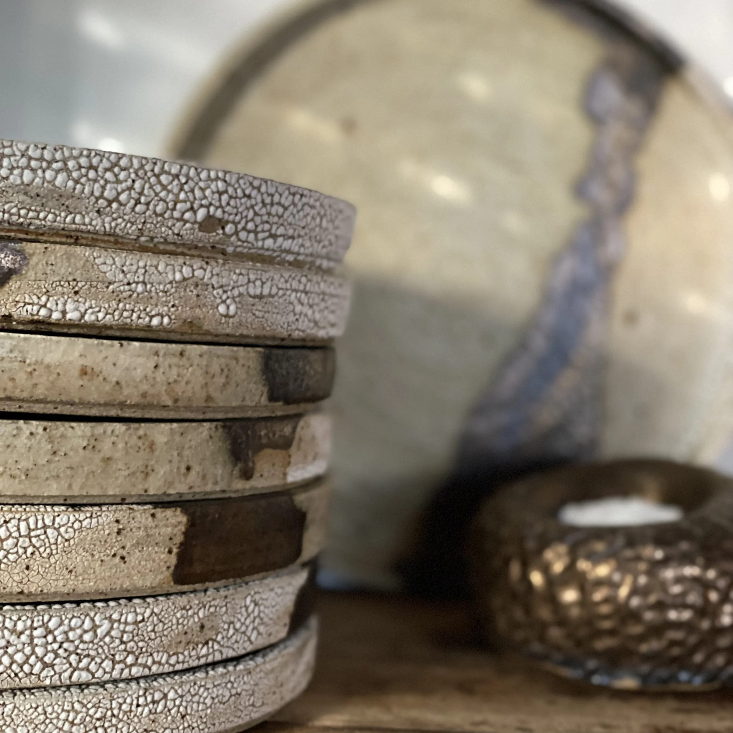 Unearthed Bronze seam plate handmade ceramics
