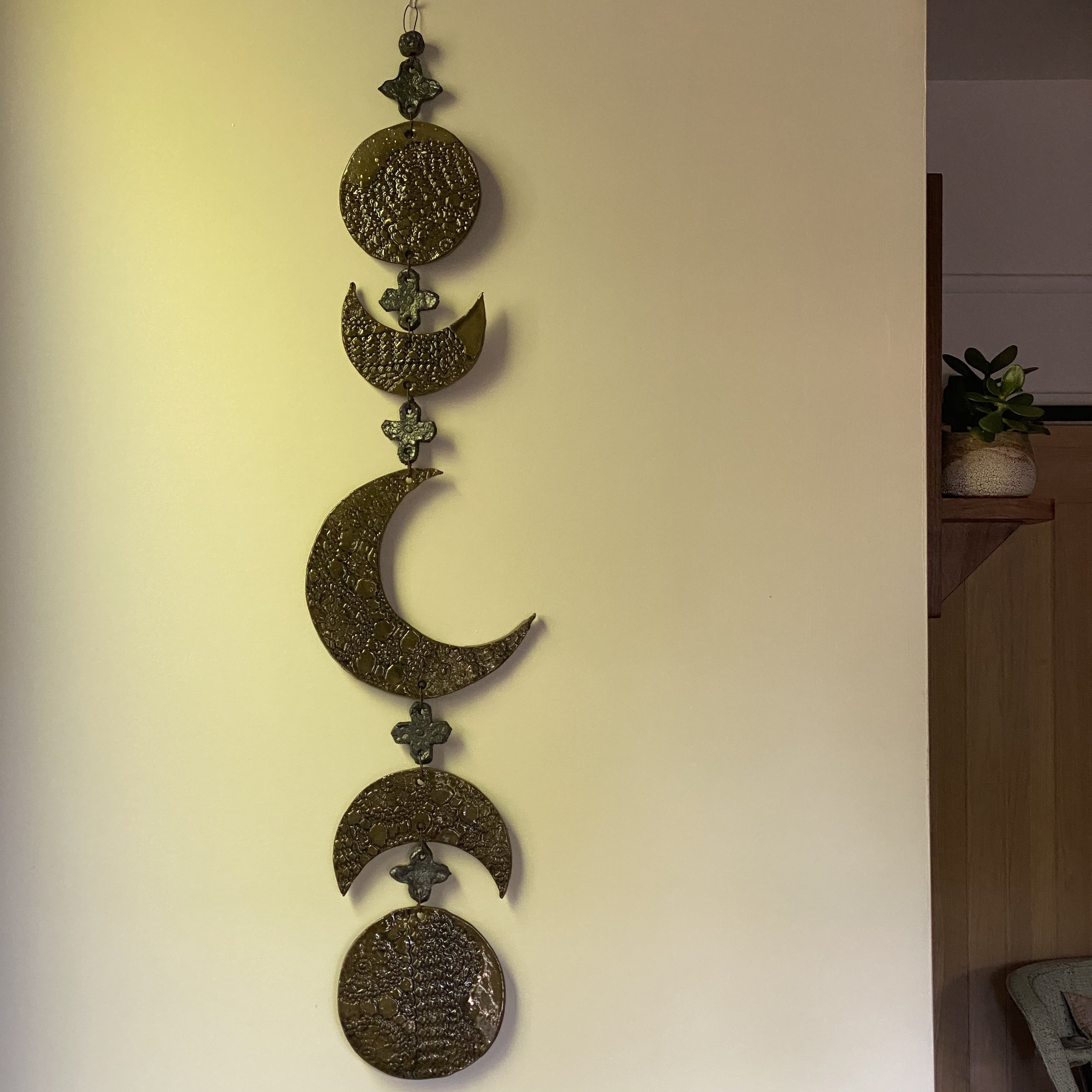 Handmade ceramic Moon phase wall hanging
