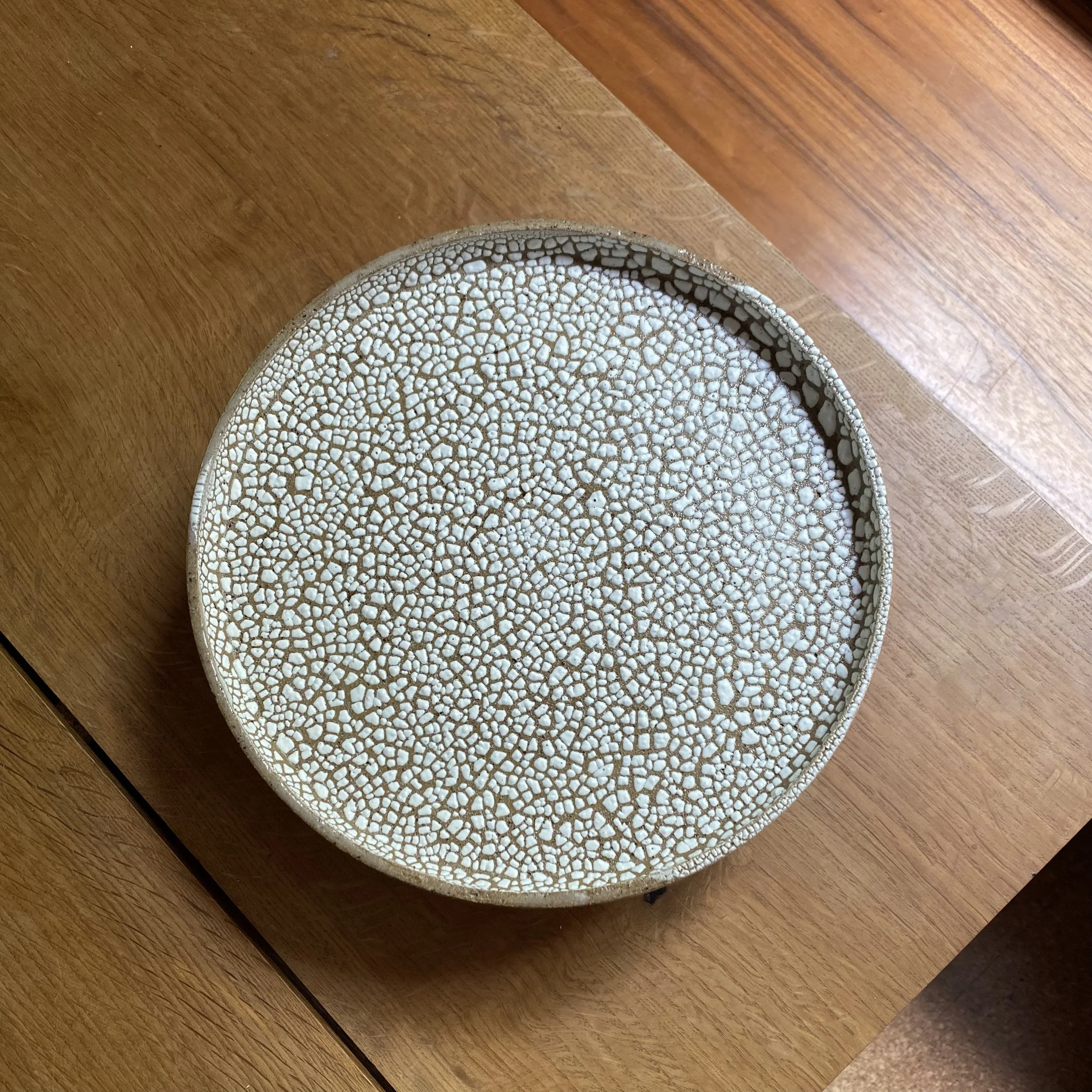 Cracked Earth Cake platter handmade ceramic wedding gift