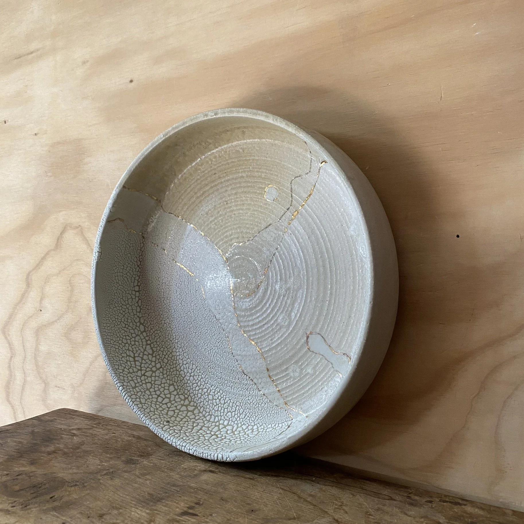 Unearthed Shallow Terrafirma Bowl - with Gold Lustre
