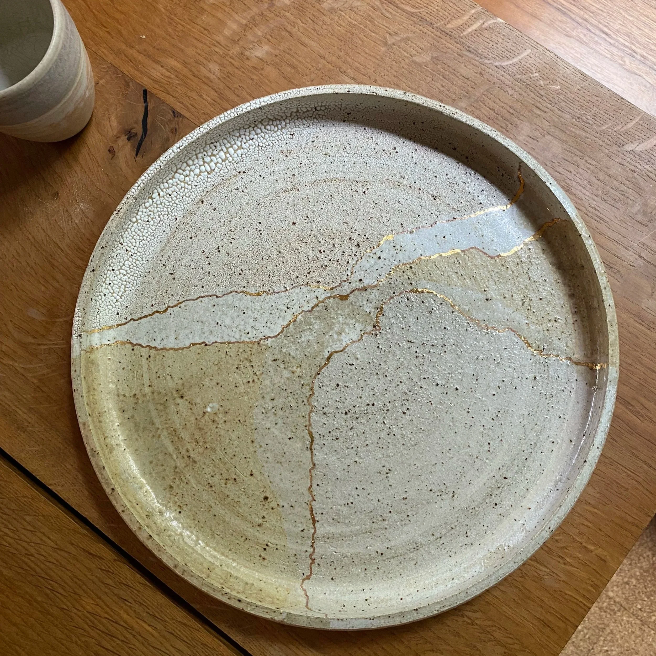 Handmade ceramic Unearthed Terra Firma Platter with Gold seam