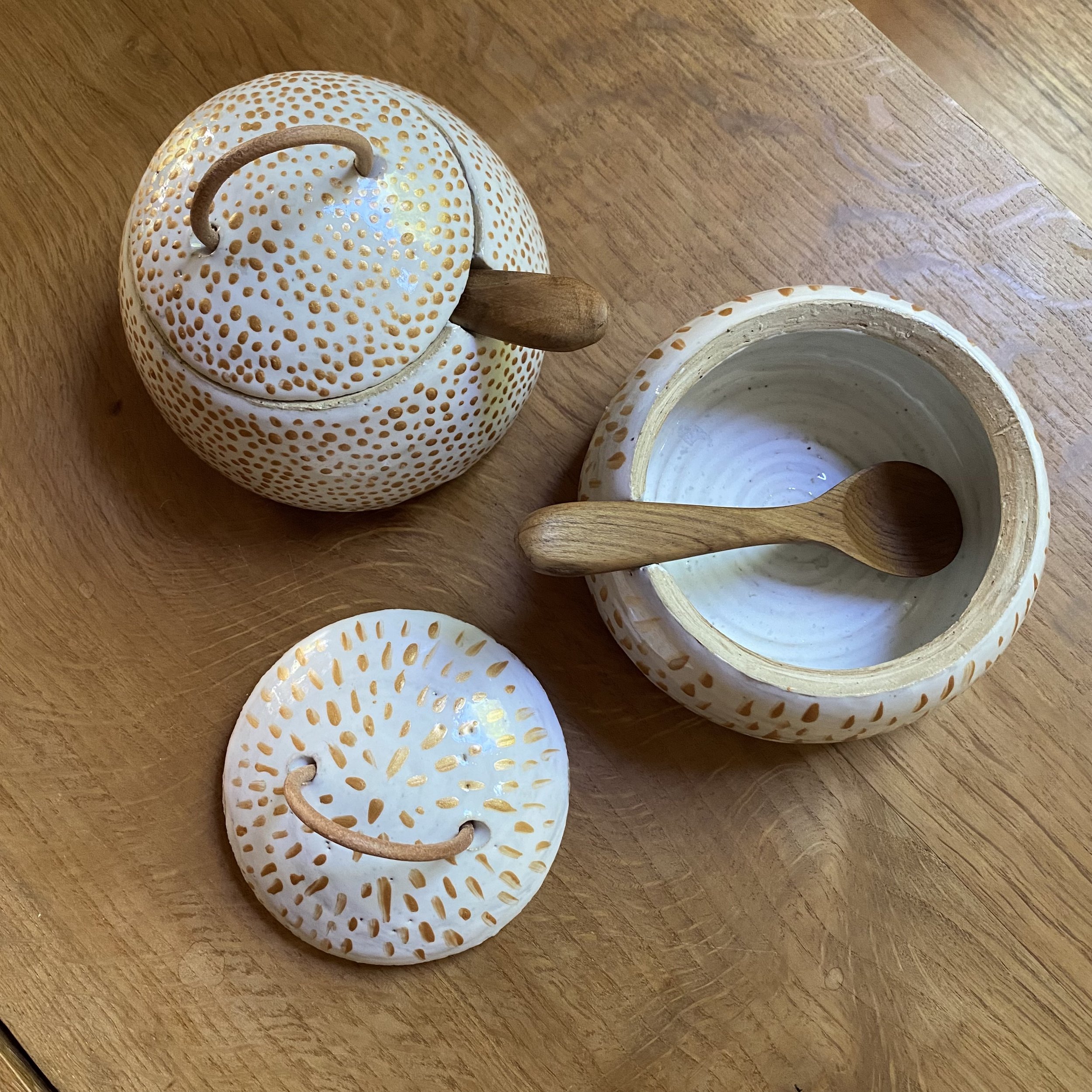 Handmade ceramic salt and sugar vessels