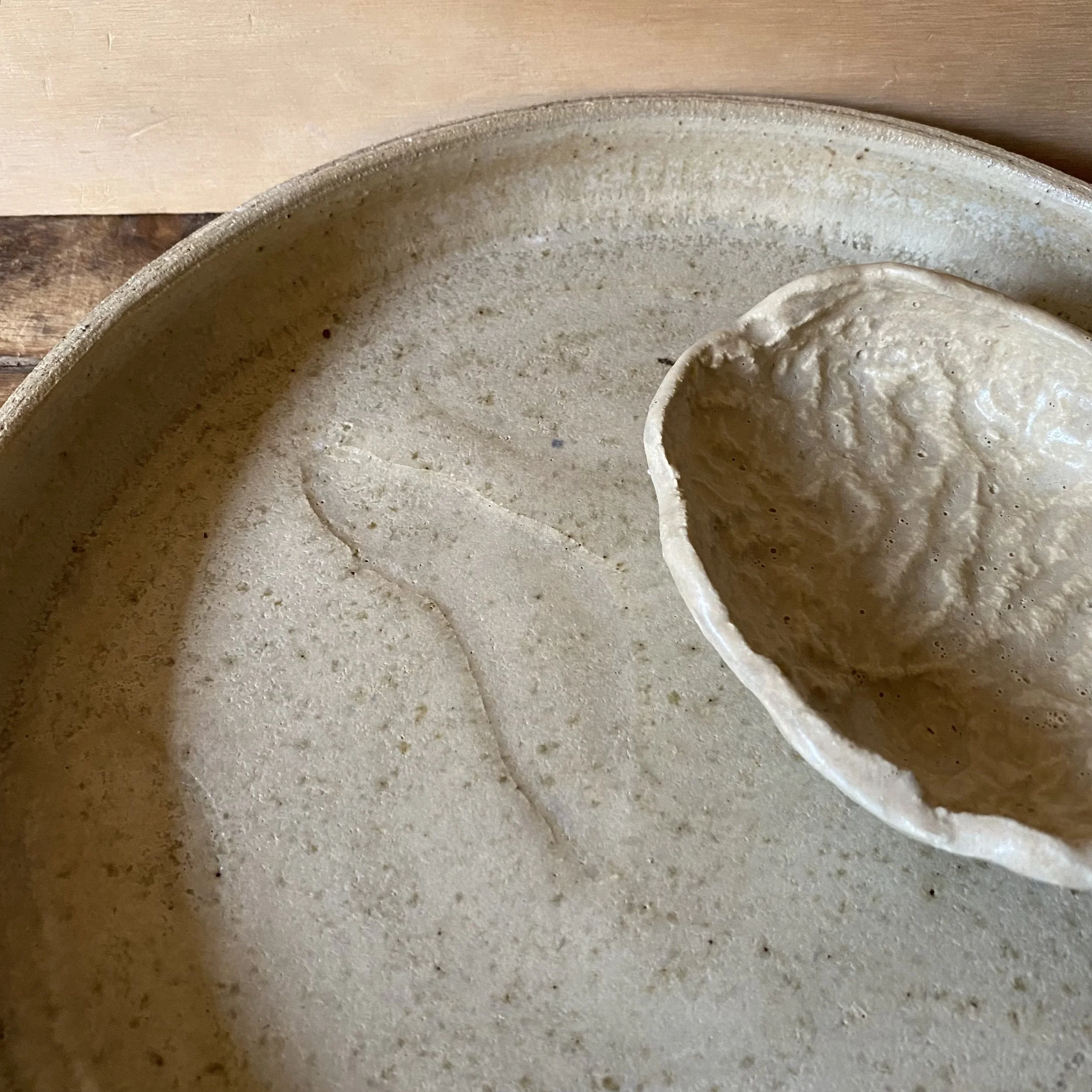 Handmade ceramic Abalone Shell Dish Platter - Natural Palette