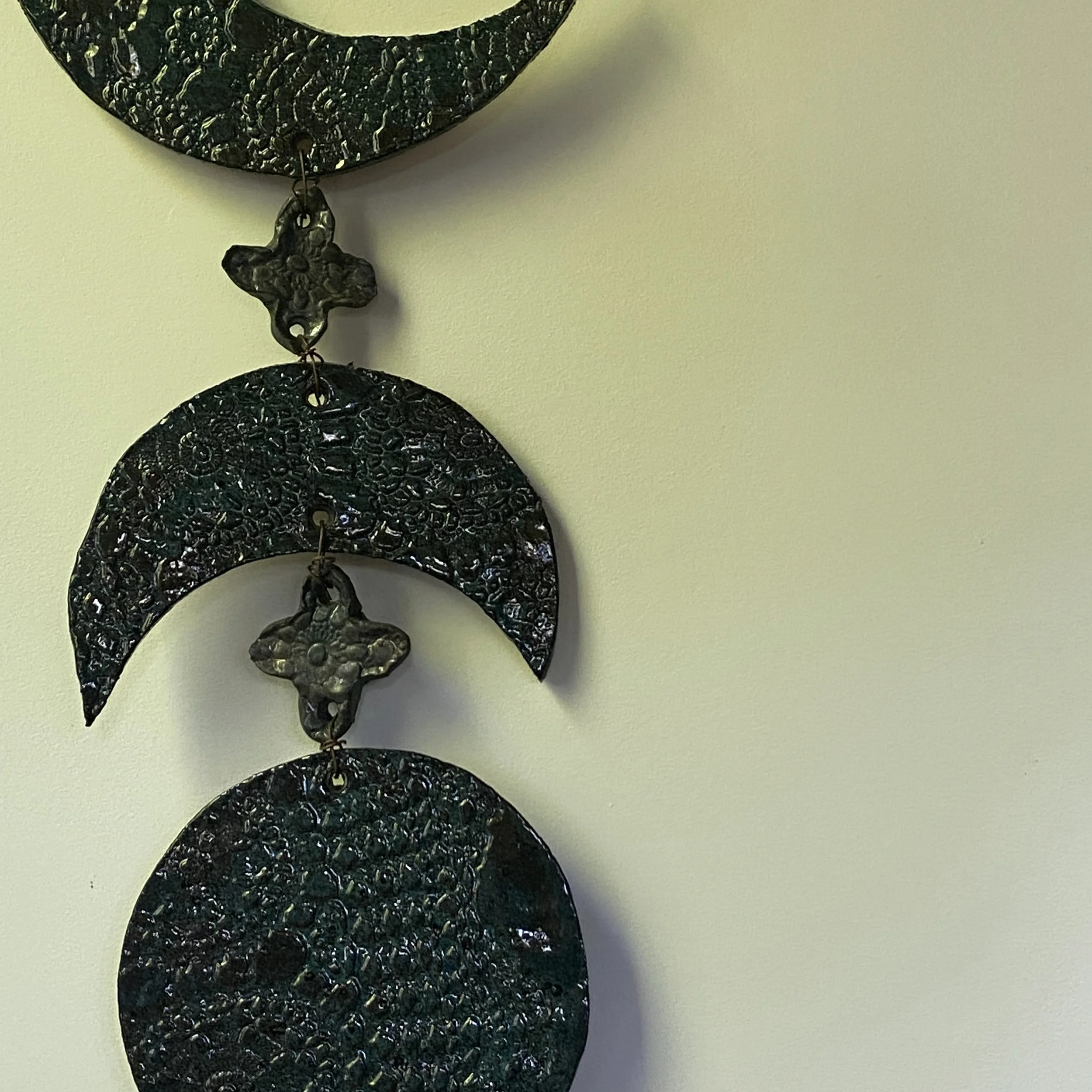 Moon Phase Wall Hanging - Dark Sea glaze