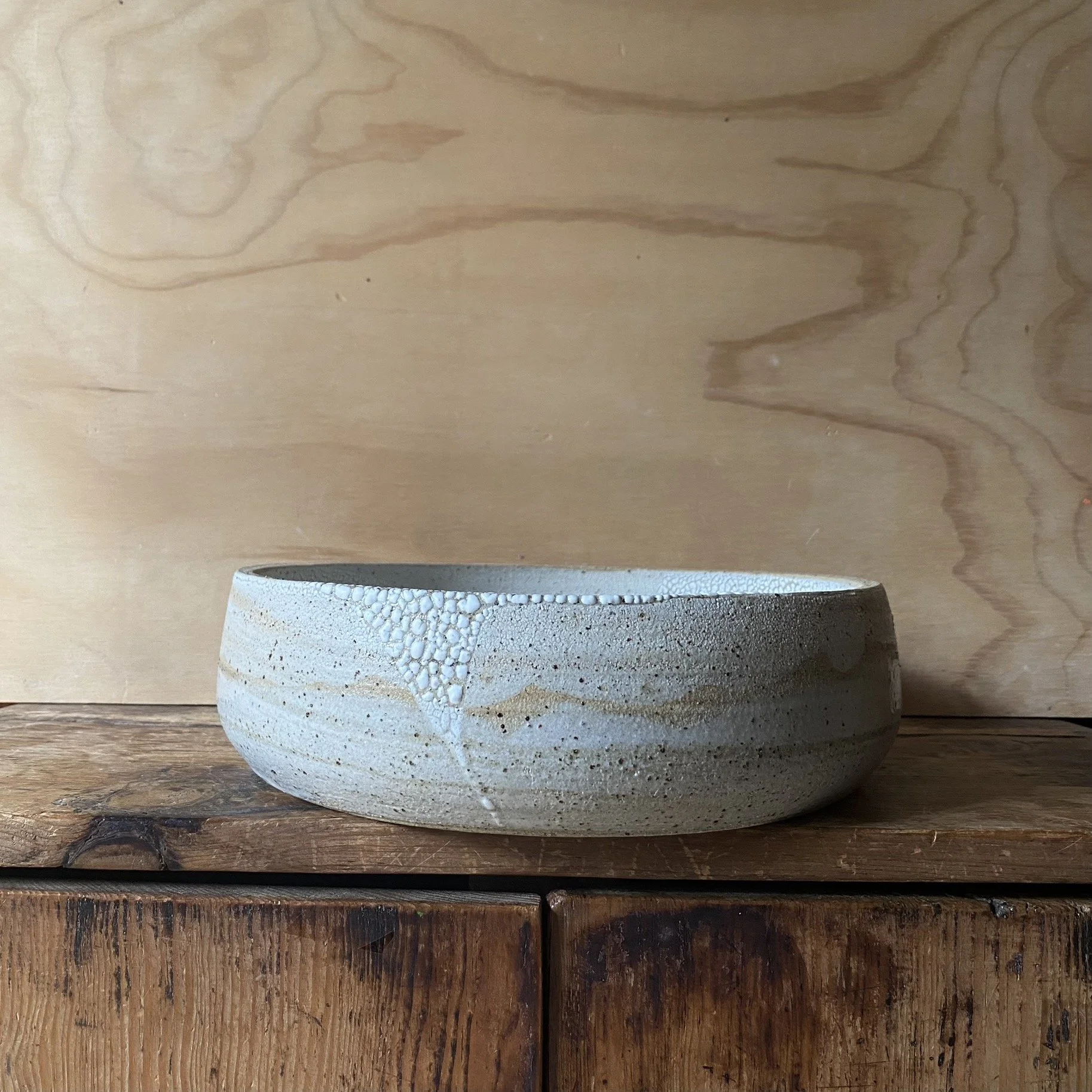 Unearthed Crescent Bowl - Cracked Earth glaze