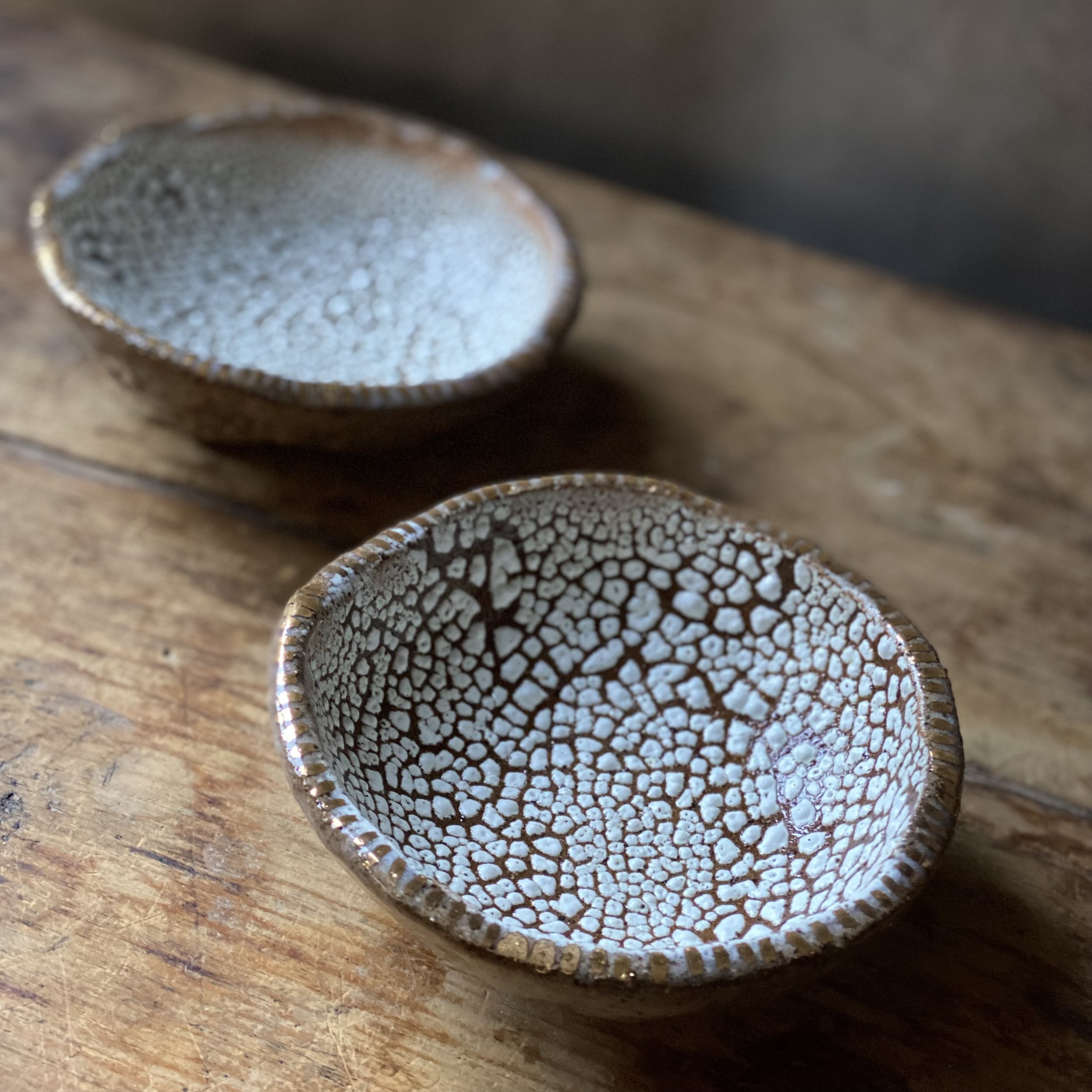 Gold Edge Crackle Dish