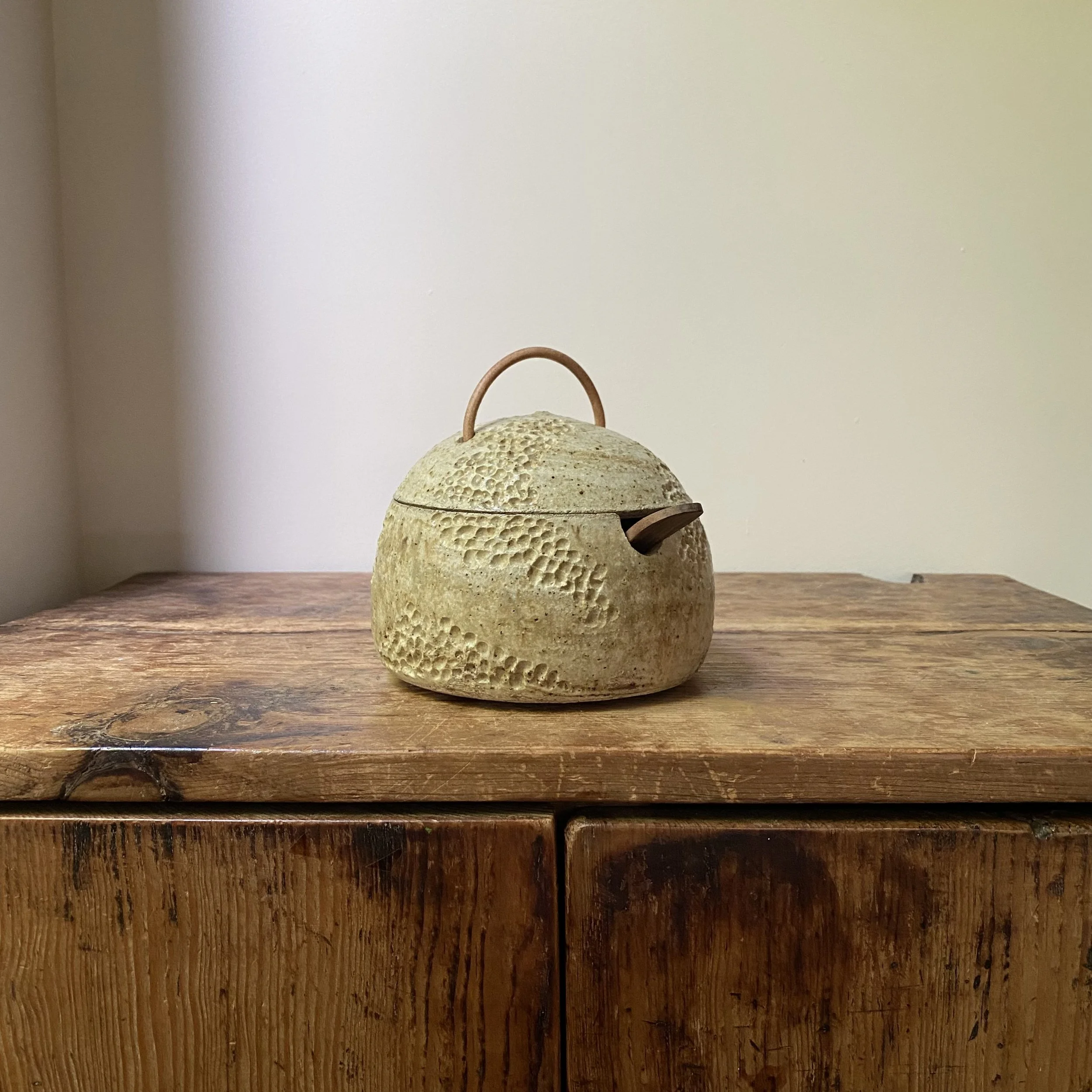 Unearthed Topography Salt Vessel - Oatmeal glaze