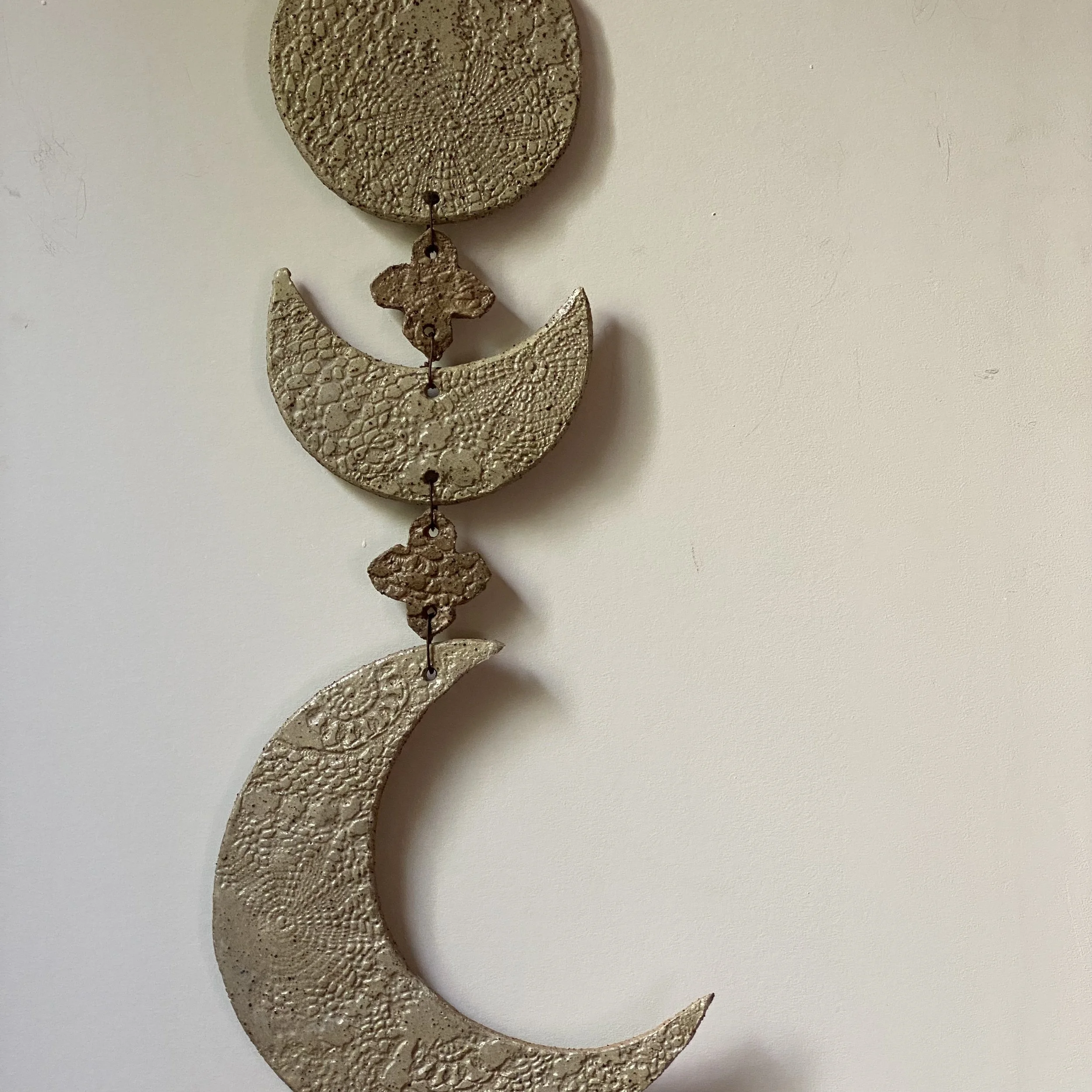 Handmade ceramic wall art Moon phase hanging
