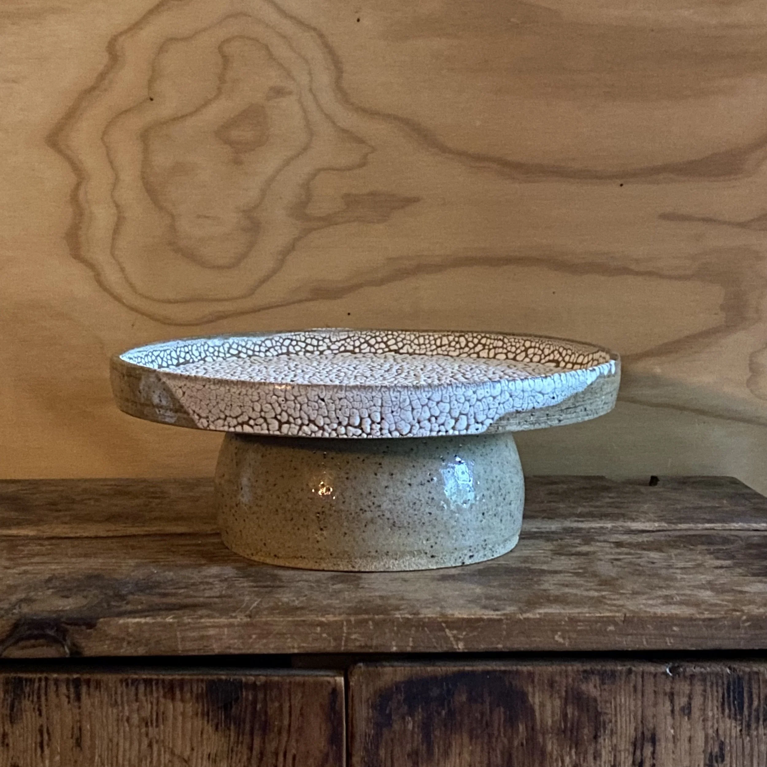 Cracked Earth Cake platter handmade ceramic wedding gift