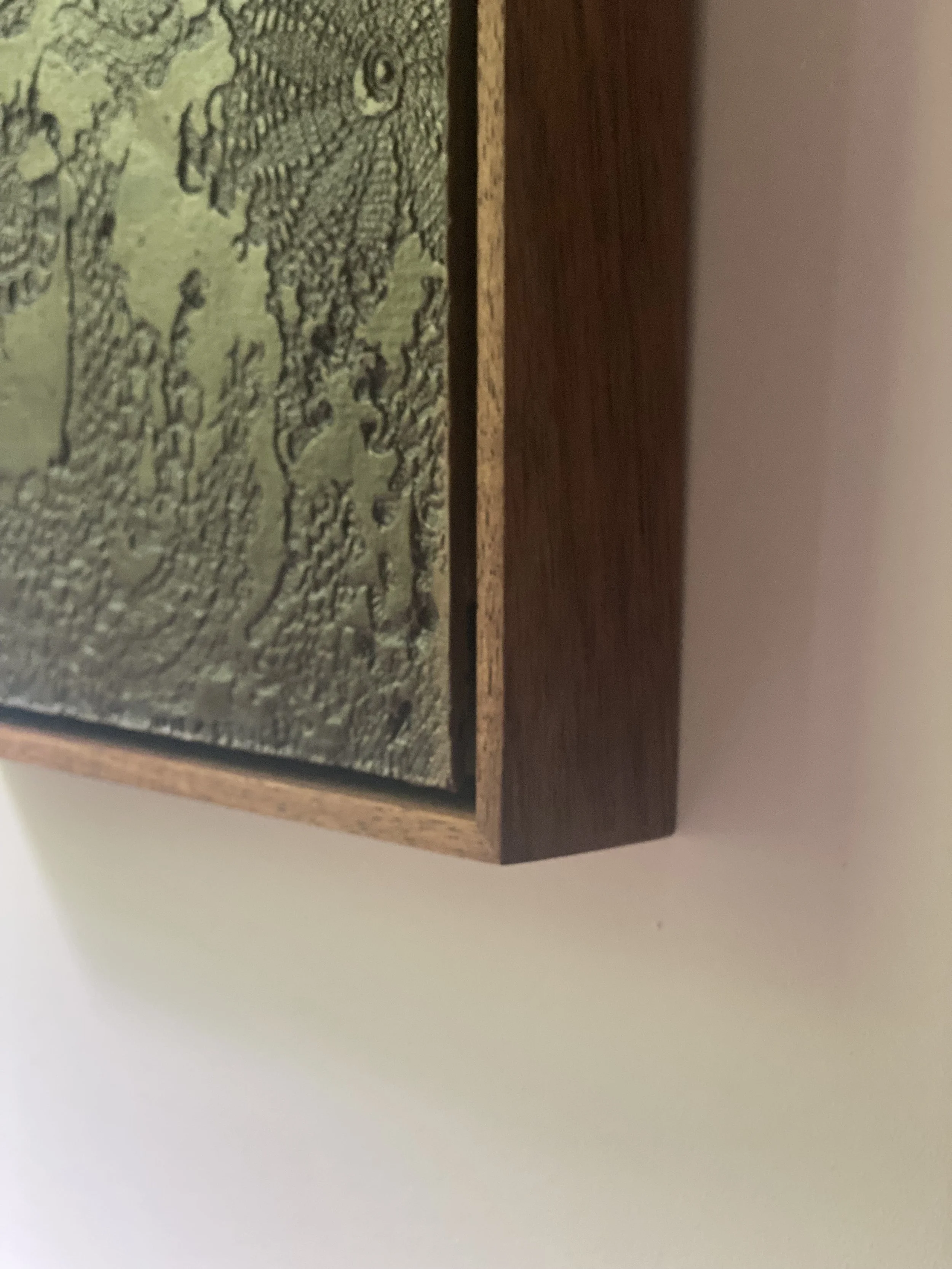 Ceramic Wall Art Textile Plaque Blackwood Frame