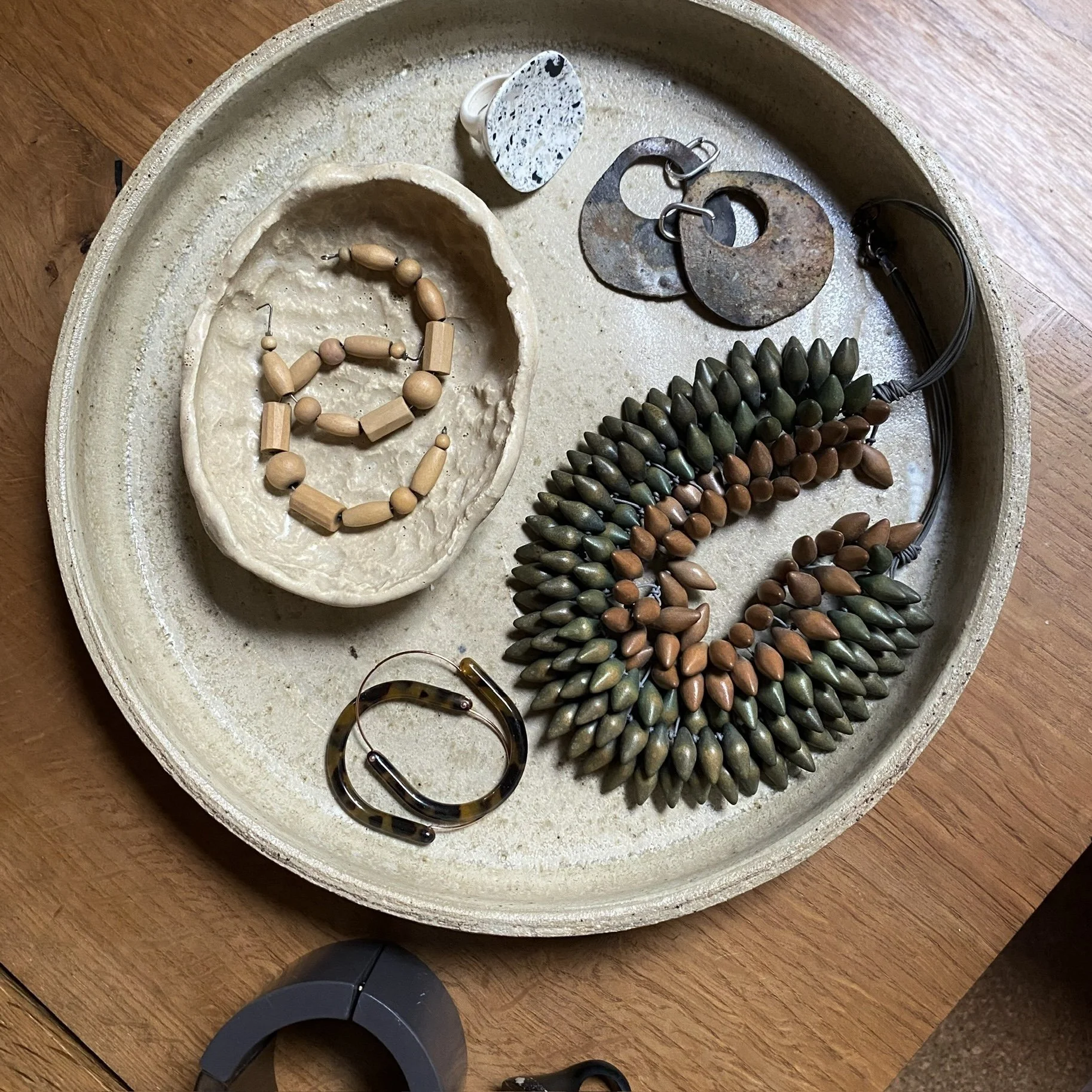 Handmade ceramic Abalone Shell Dish Platter - Natural Palette