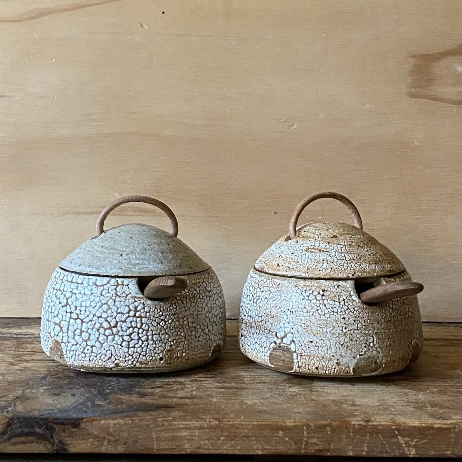 Unearthed Pebble Sugar/Spice Vessel - Cracked Salt glaze