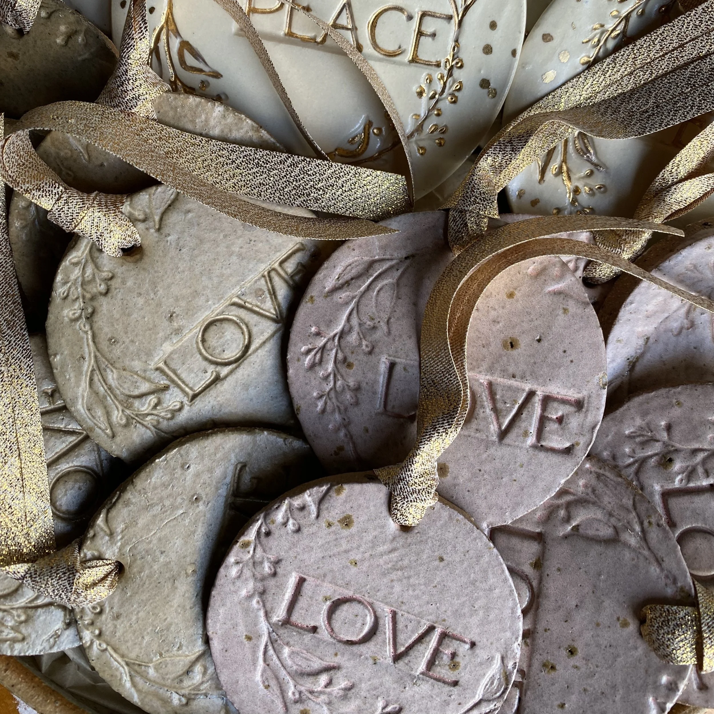 handmade ceramic Unearthed Christmas medallions