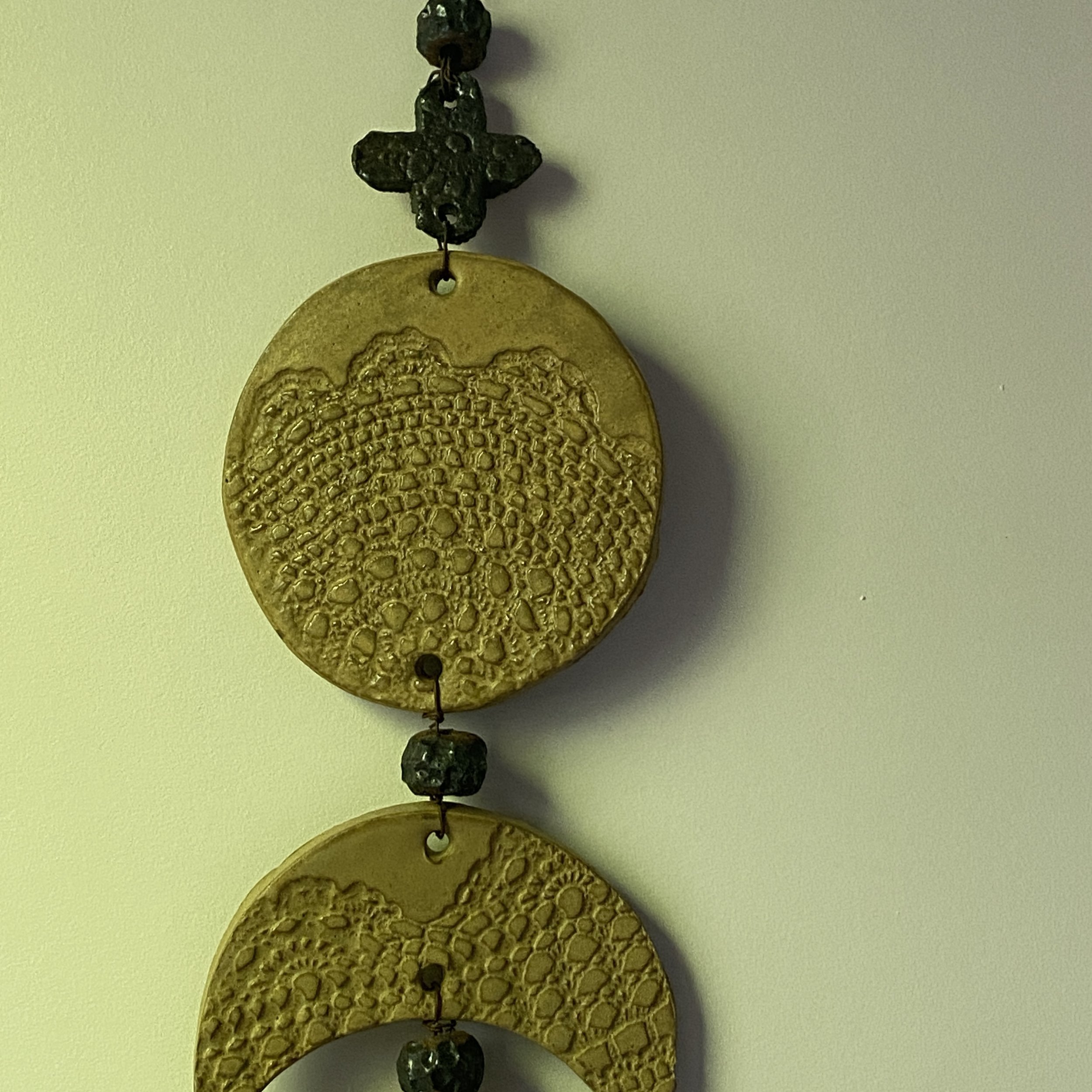 Unearthed Moon Phase Ceramic Wallhanging - Wheat