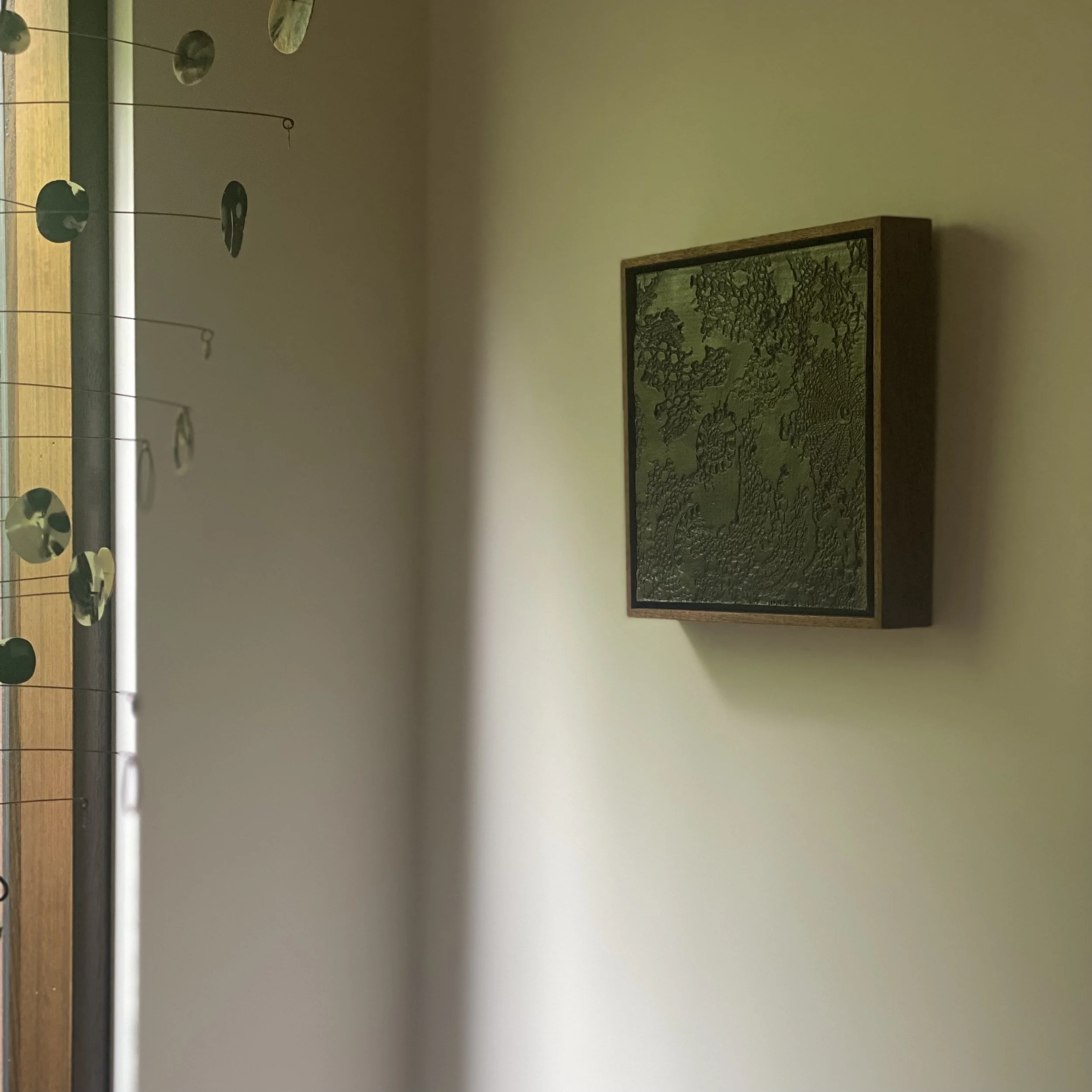 Ceramic Wall Art Textile Plaque Blackwood Frame