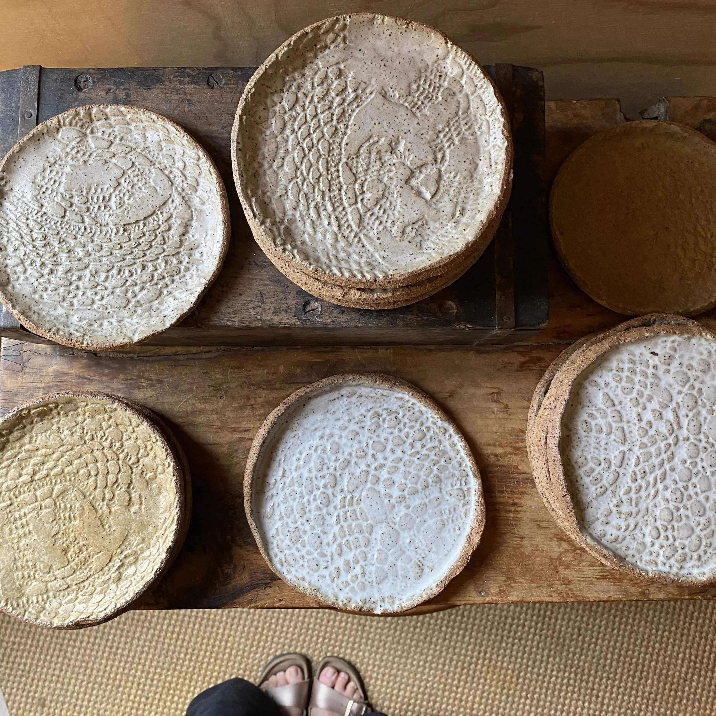 Unearthed Small Textile Cake plate - Ash glaze