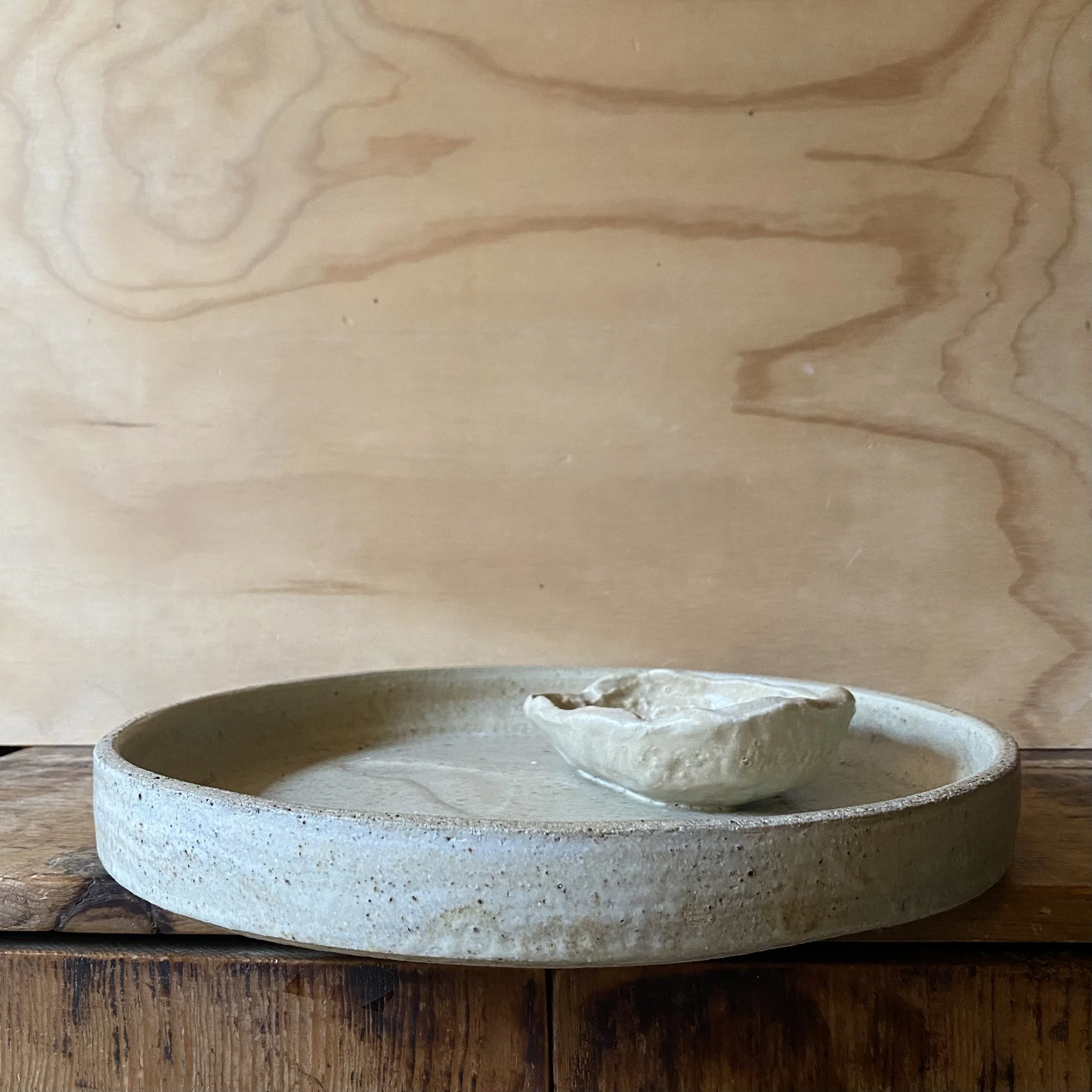 Handmade ceramic Abalone Shell Dish Platter - Natural Palette