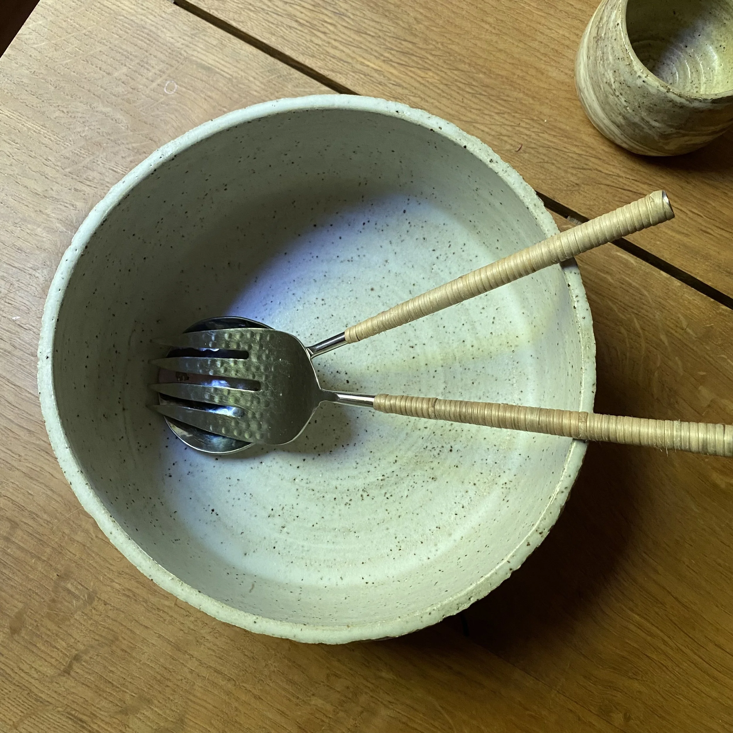 Handmade Unearthed ceramic Botanical salad bowl.