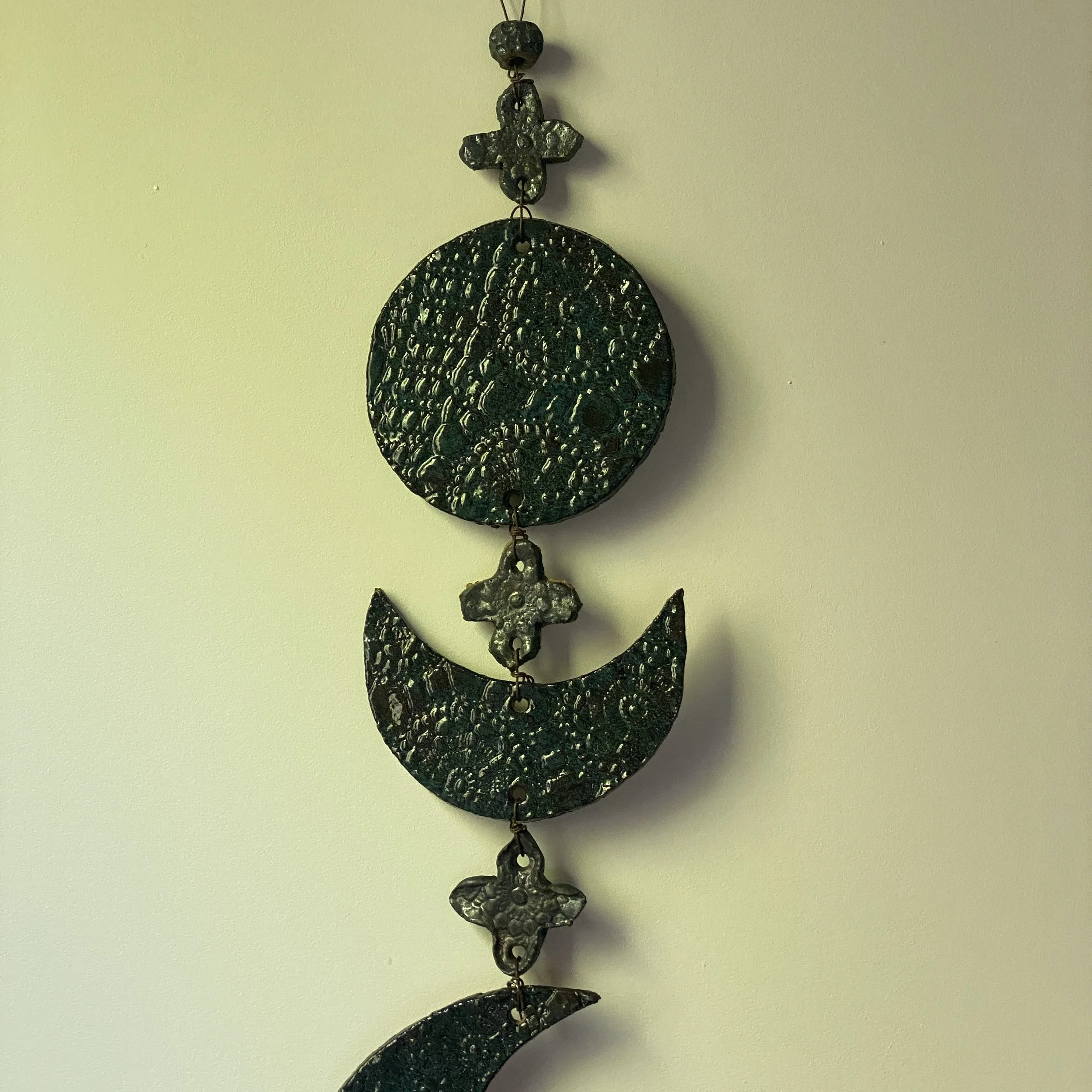 Unearthed Moon Phase Ceramic Wallhanging  - Dark Sea coloured glaze