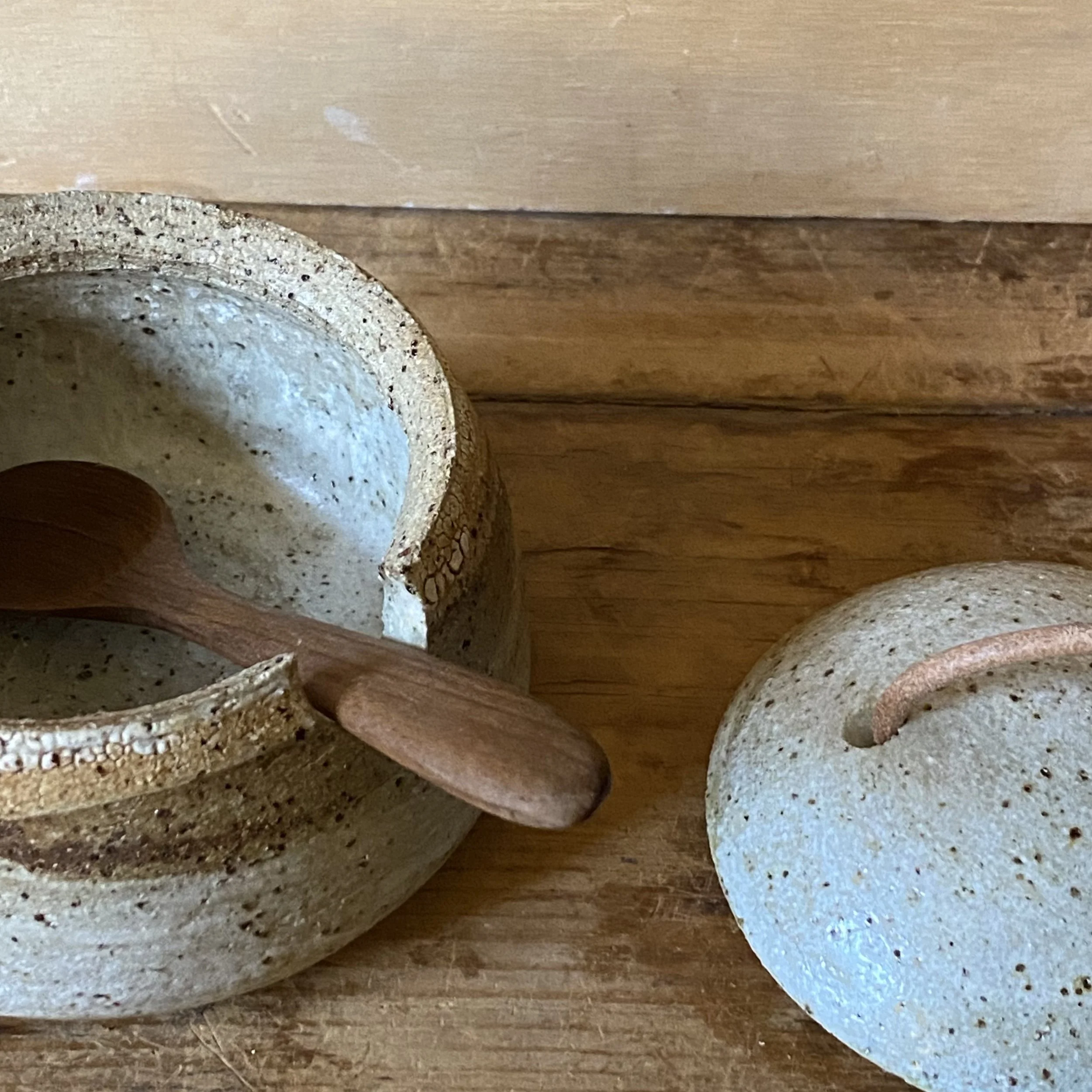 Handmade Pebble Sugar/Salt ceramic vessel