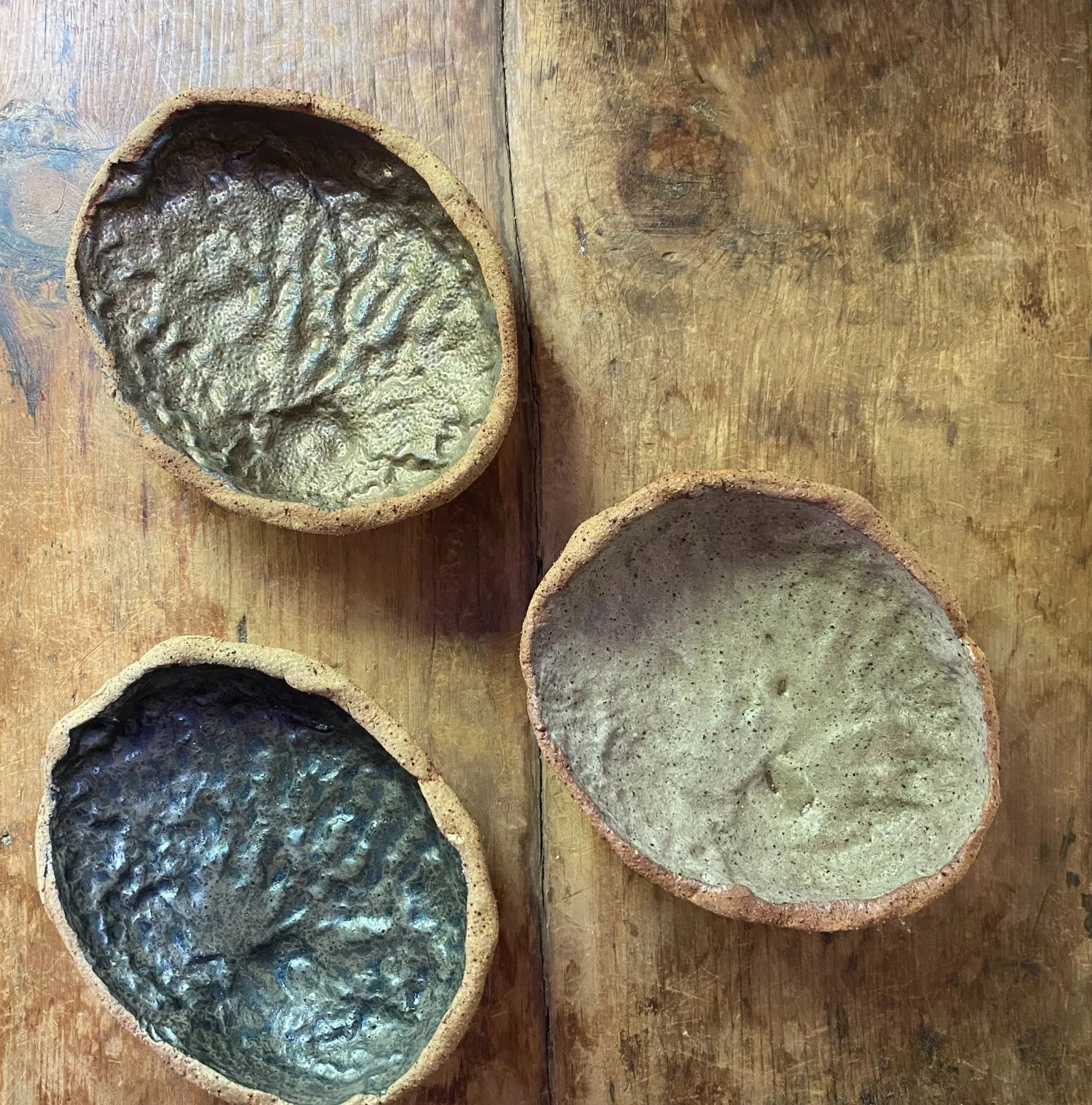 Handmade Abalone Shell pottery serving dishes