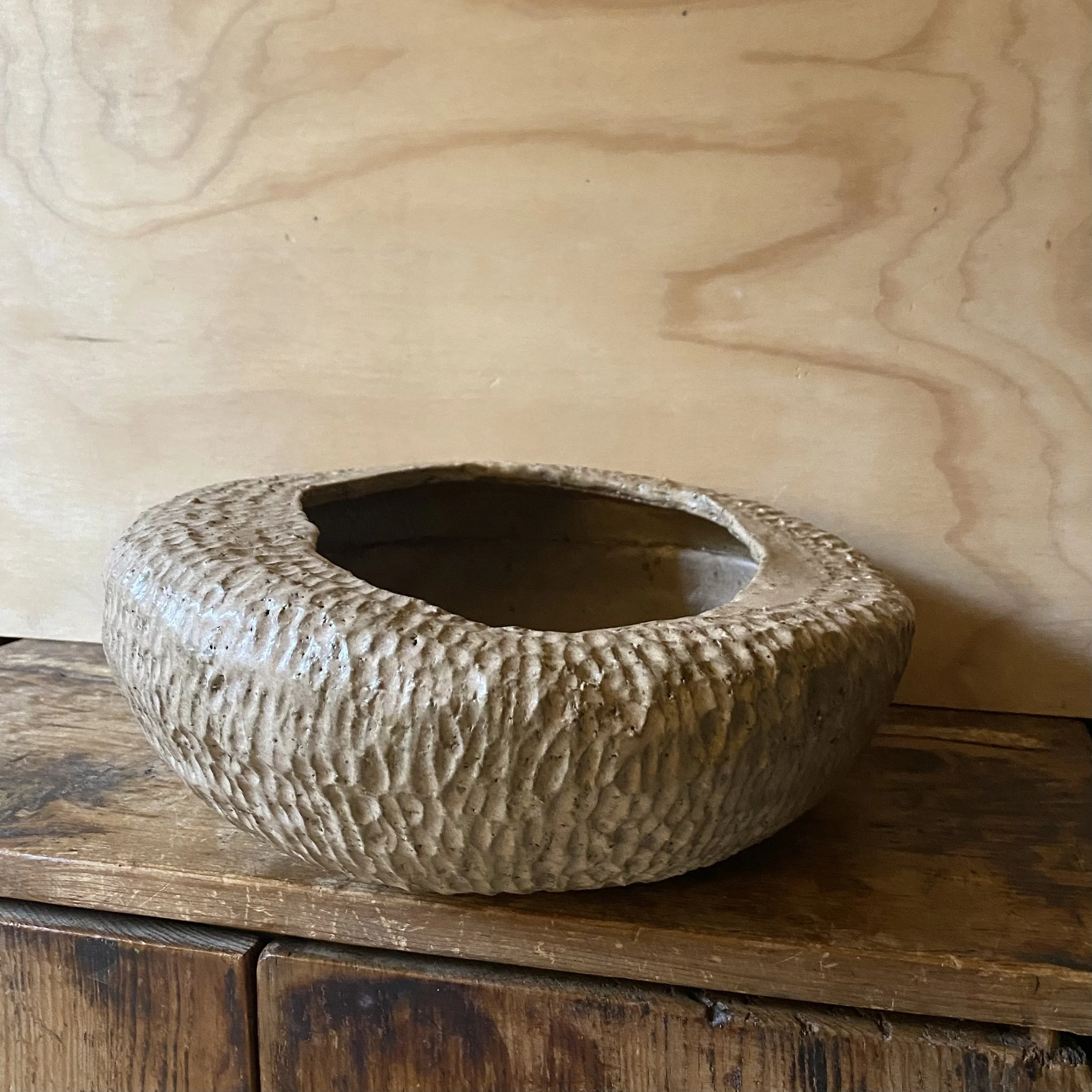 Unearthed Oblique Open Vessel - Ochre glaze