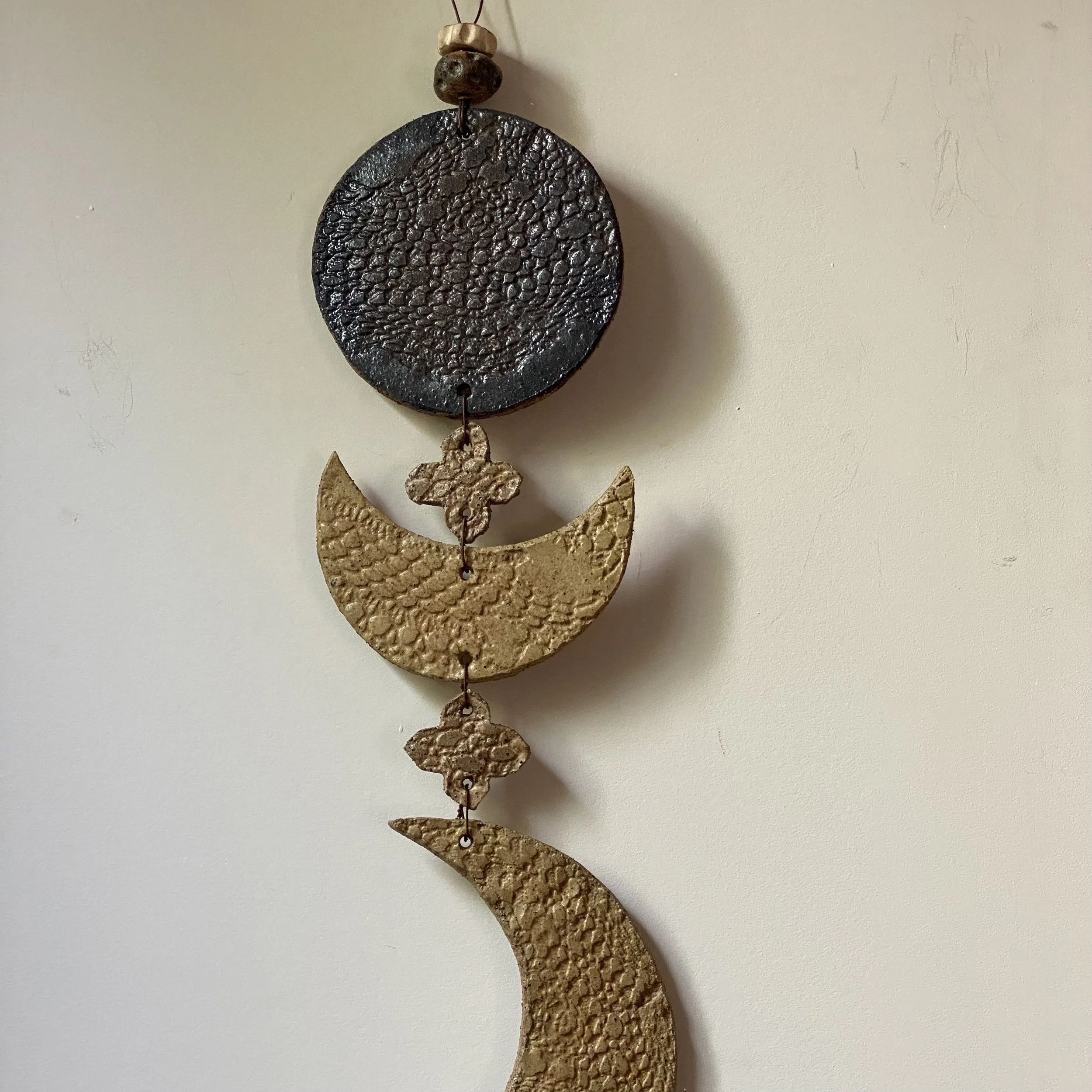 Handmade ceramic wall art Moon phases hanging