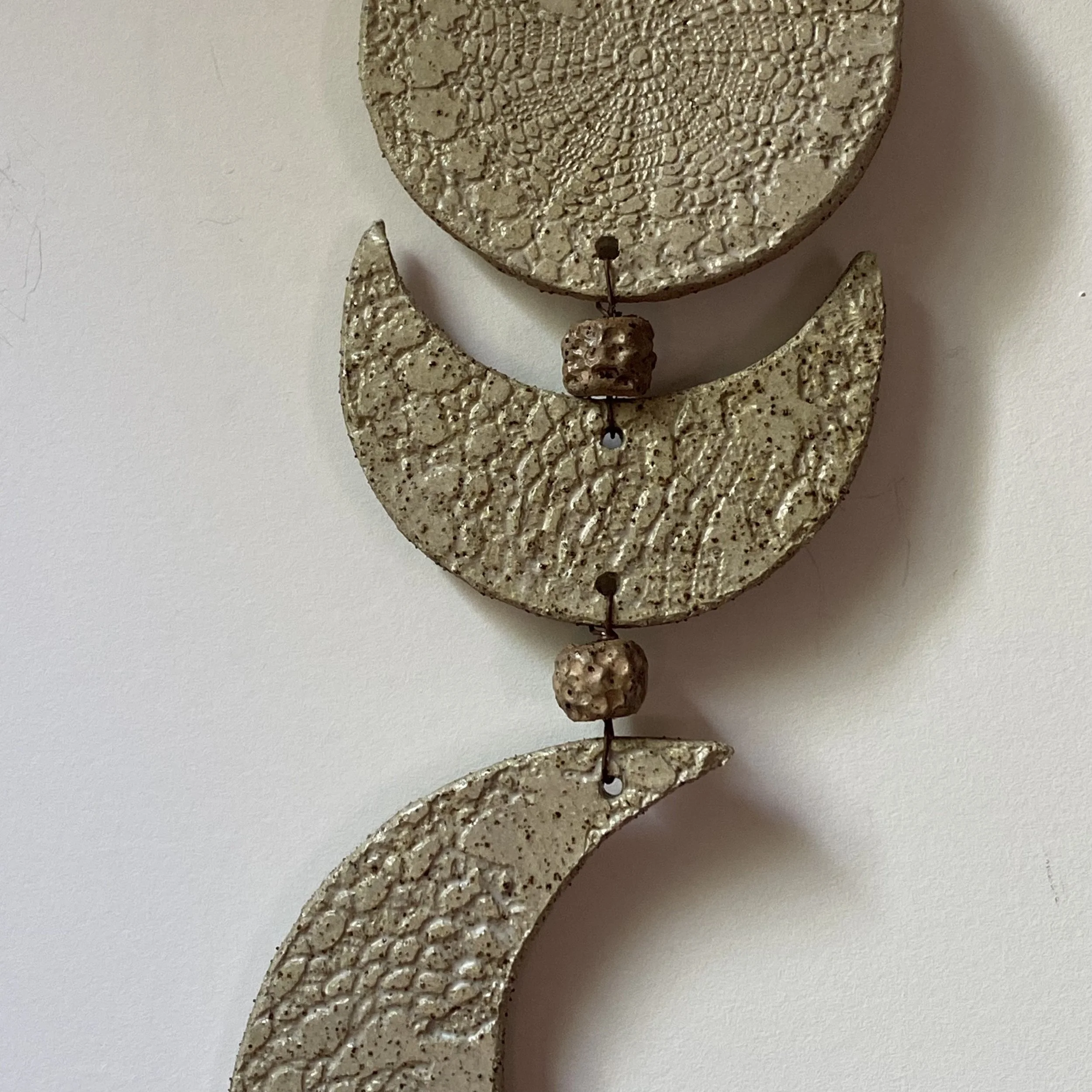 Handmade ceramic wall art Moon phase hanging