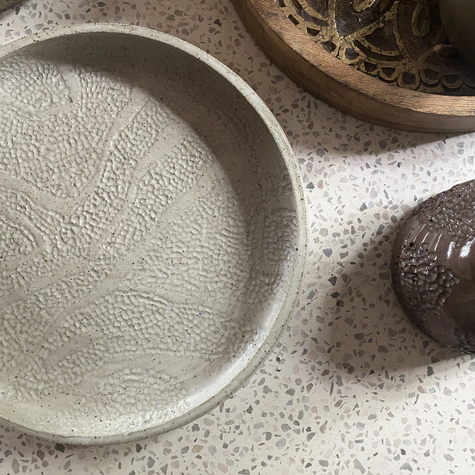 Handmade ceramic Unearthed Topography platter - Ash