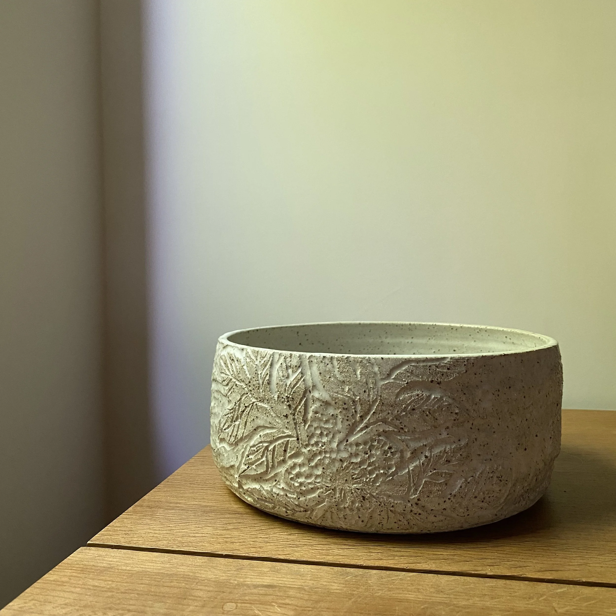 Handmade Unearthed ceramic Botanical salad bowl.