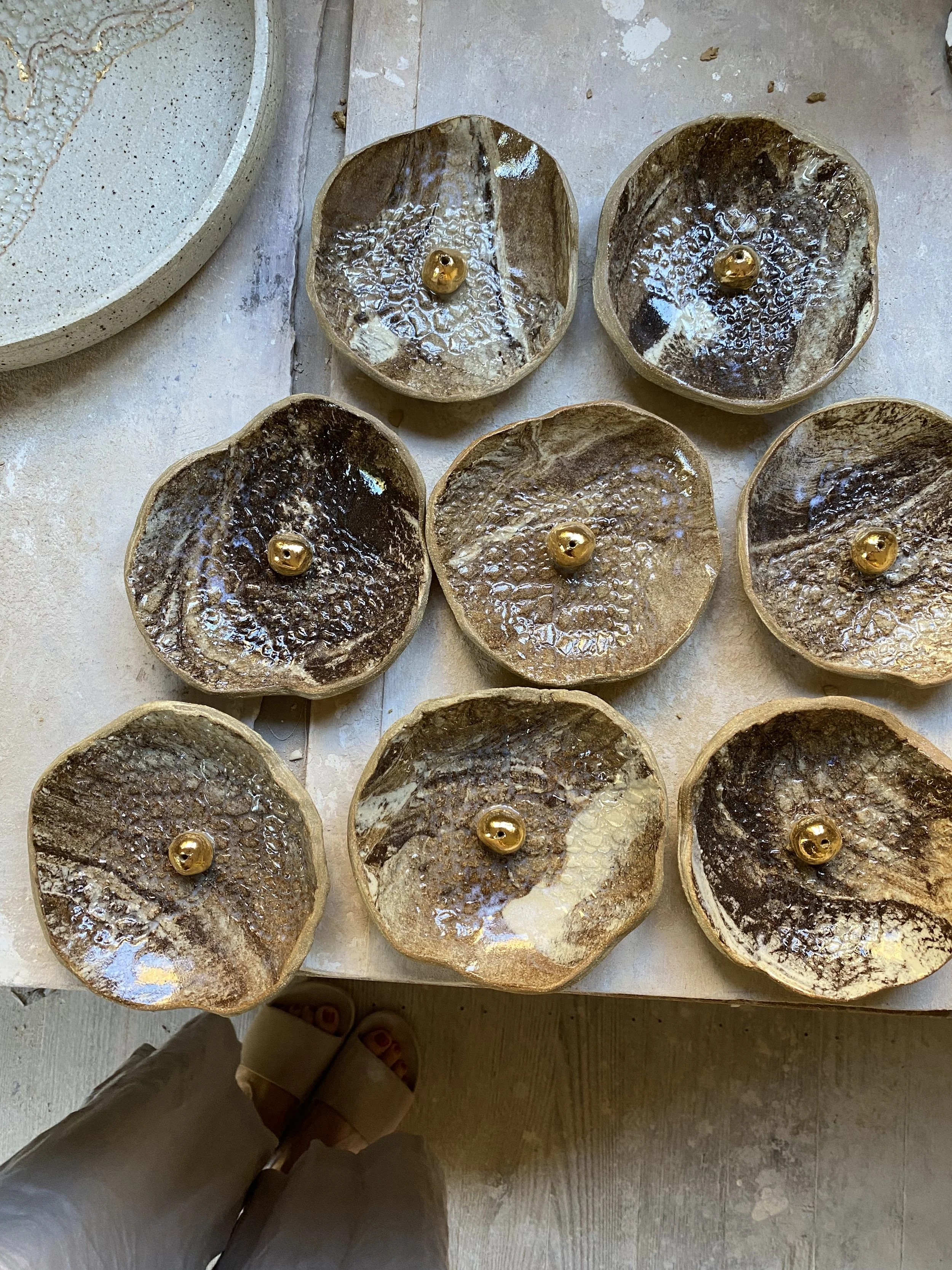 Unearthed Textile Incense Burner with gold lustre