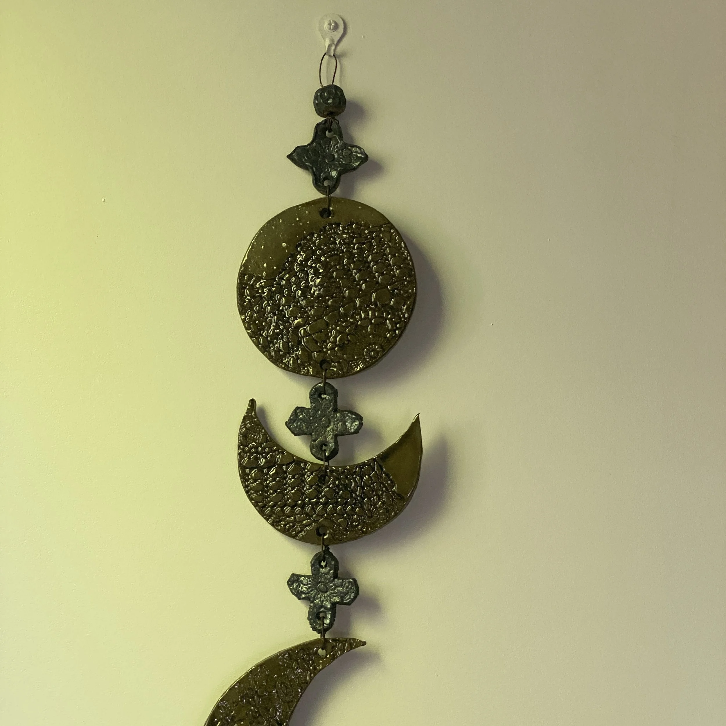 Handmade ceramic Moon phase wall hanging