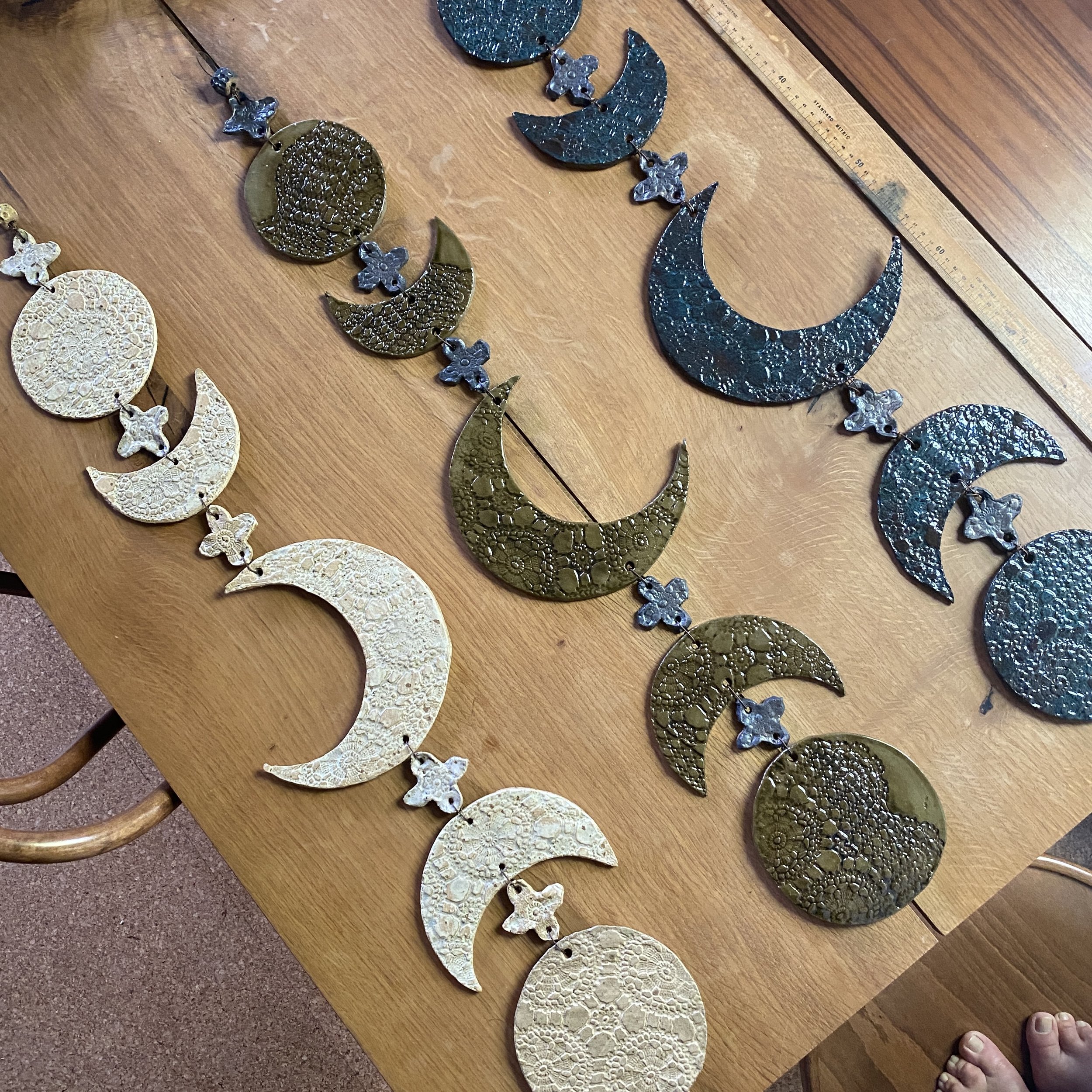 Handmade ceramic Moon phase wall hanging - group of three (Copy)
