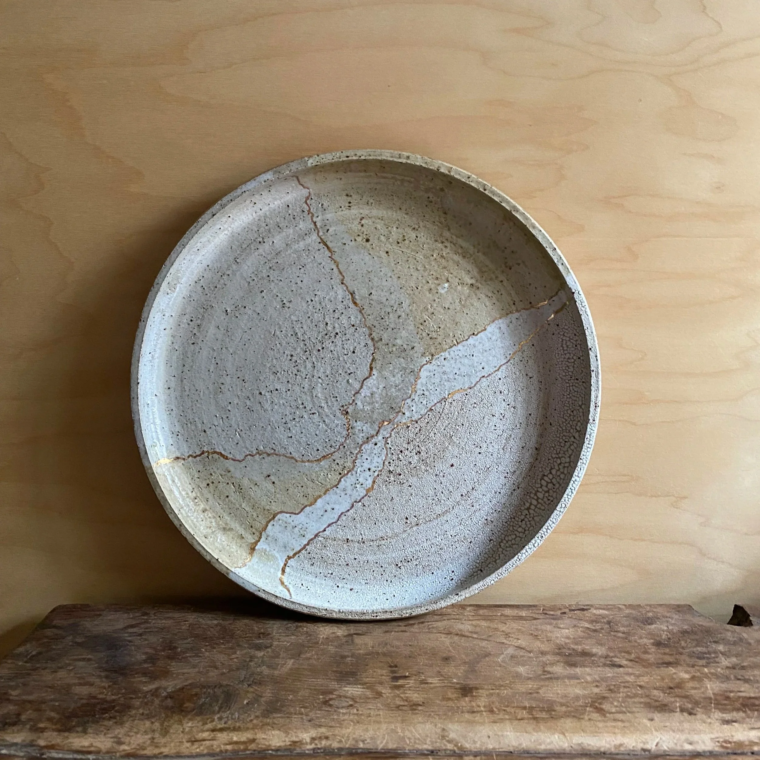 Handmade ceramic Unearthed Terra Firma Platter with Gold seam