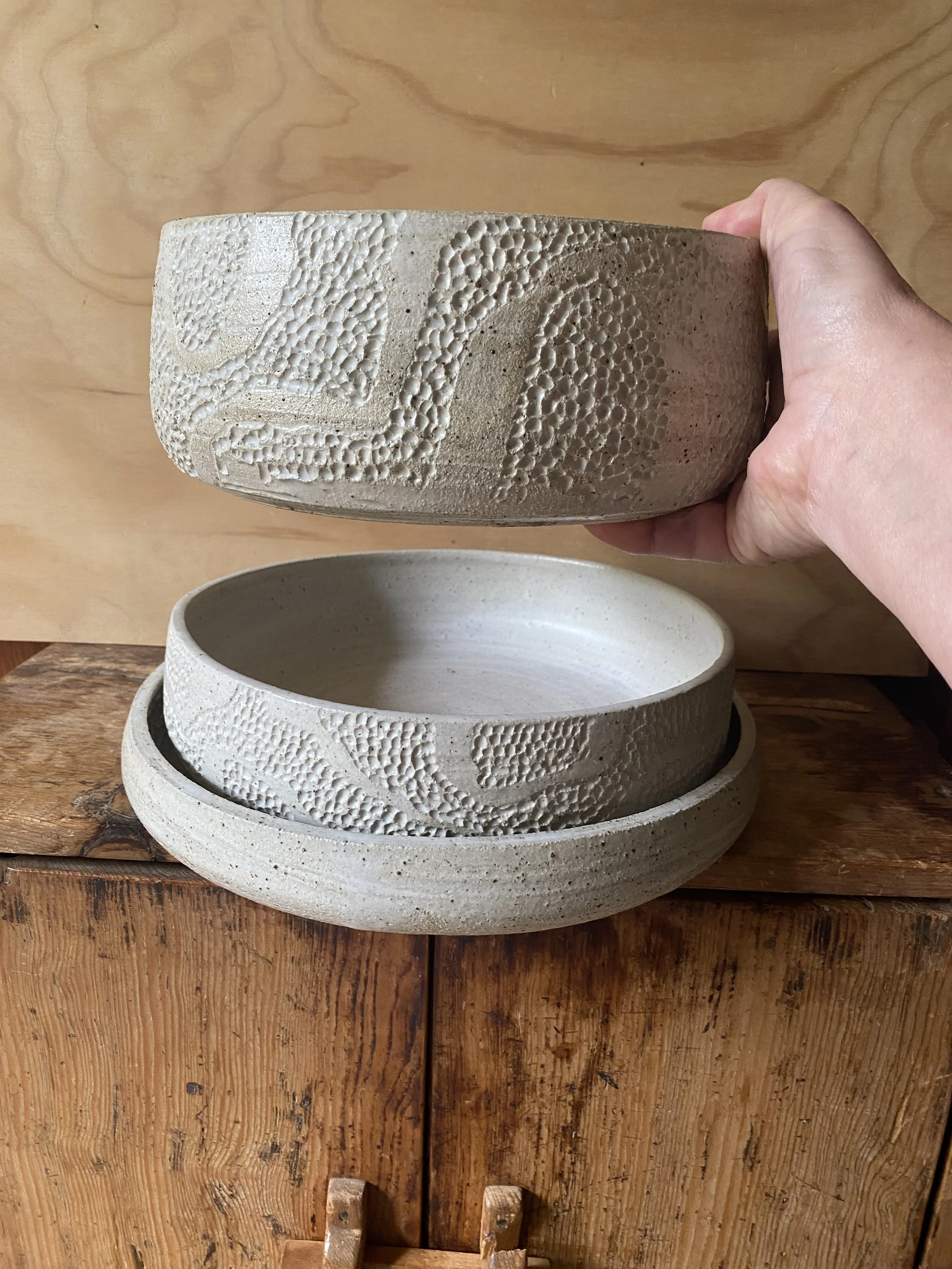 Unearthed Typography Tall Bowl - Ash glaze