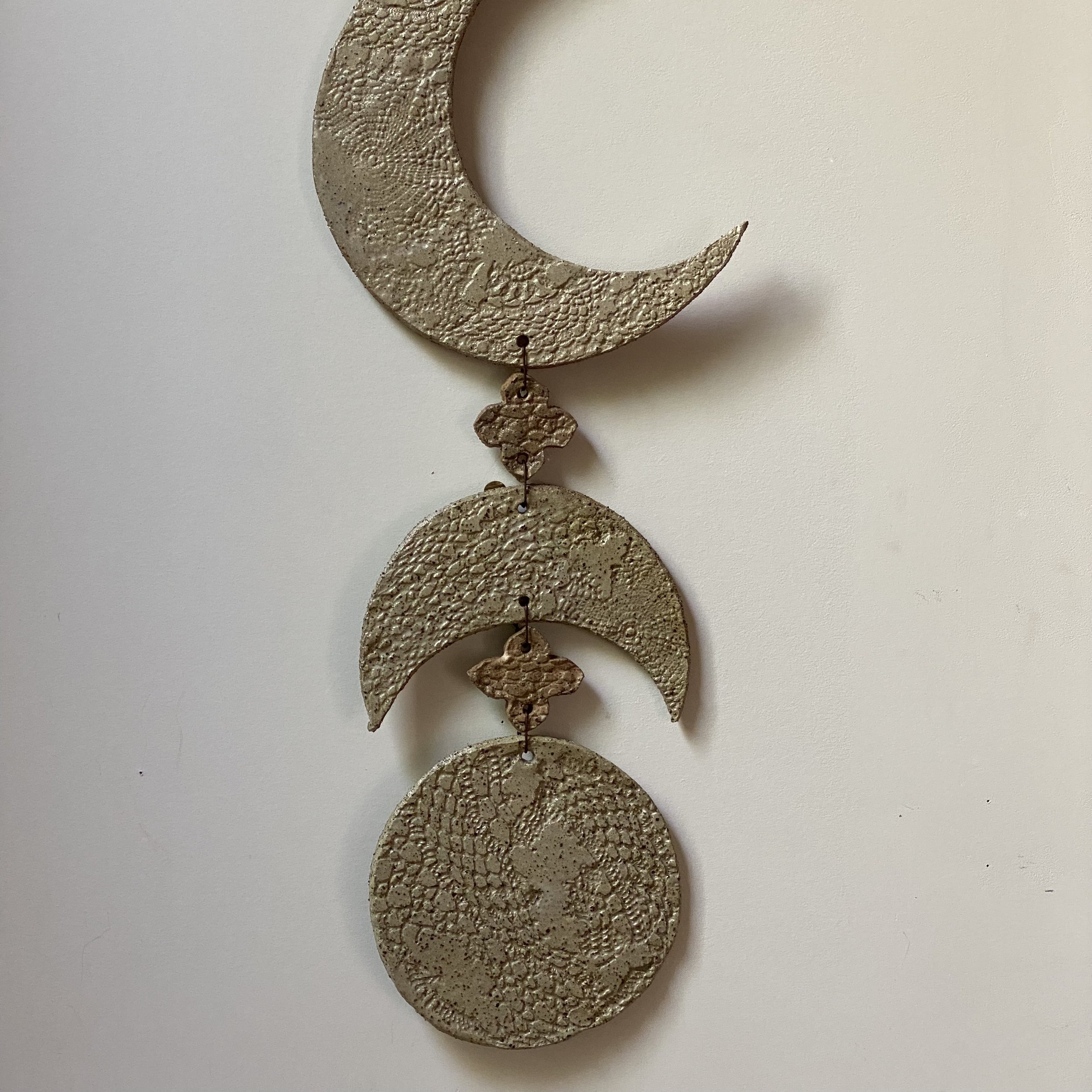 Handmade ceramic wall art Moon phase hanging