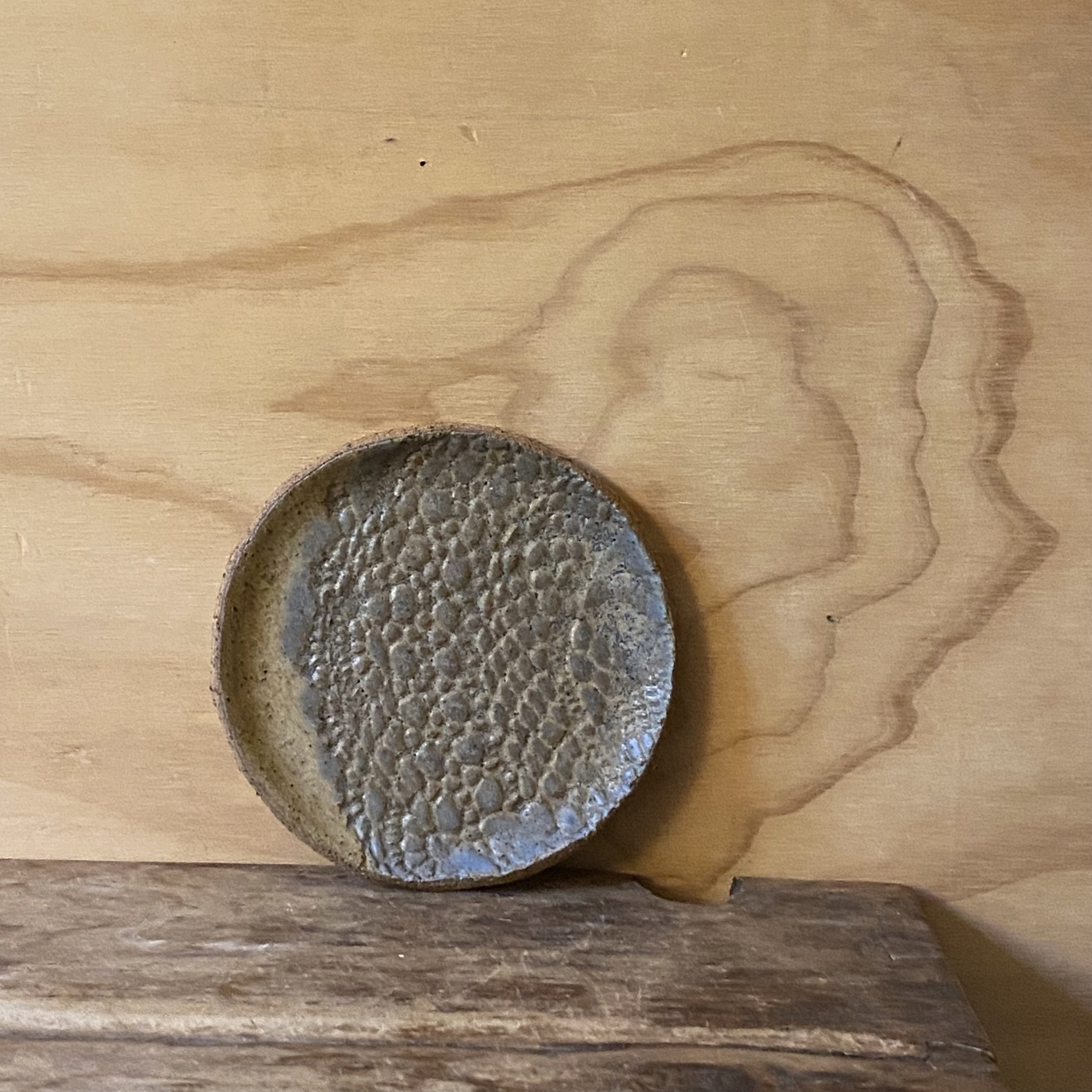 Unearthed Small Textile Cake Plate - Powder Blue glaze