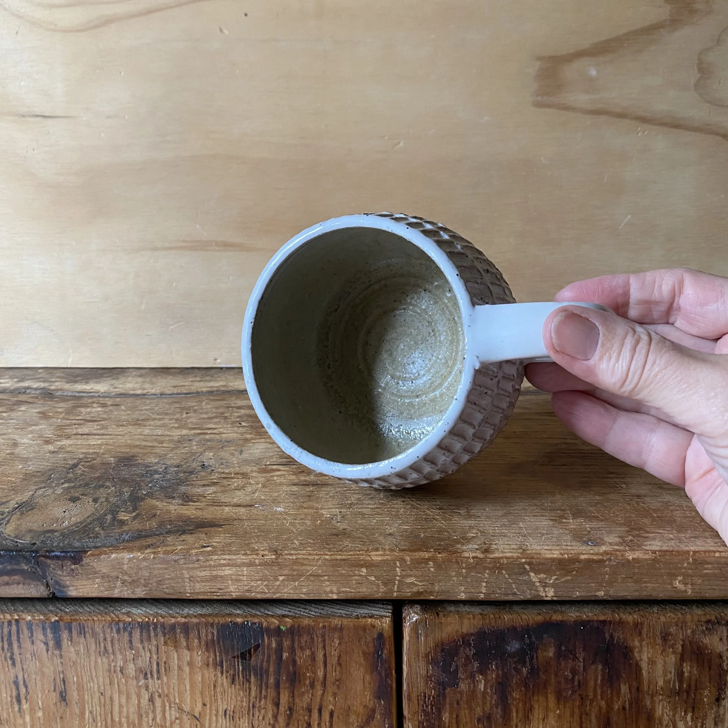 handmade ceramic Unearthed etched mug