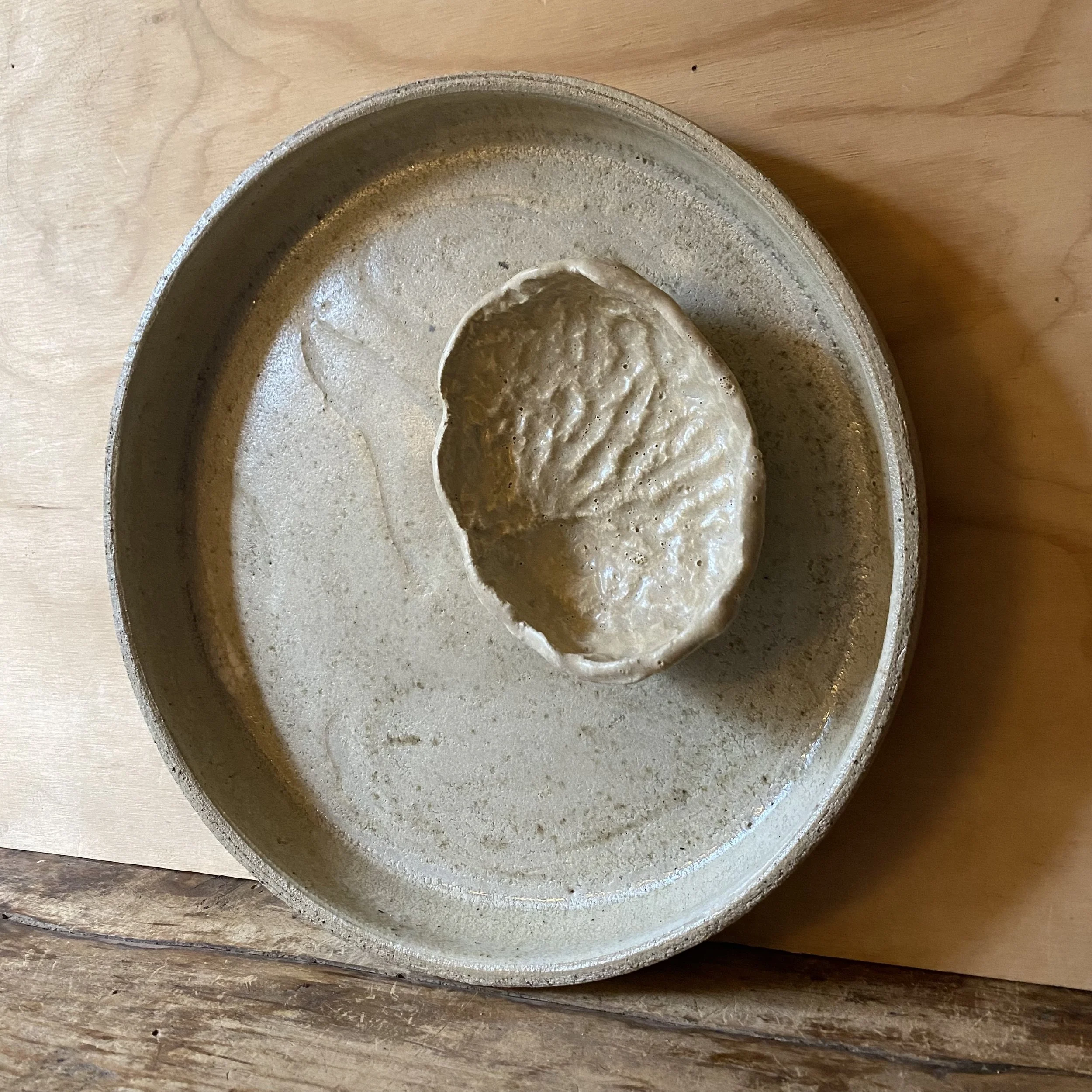 Handmade ceramic Abalone Shell Dish Platter - Natural Palette