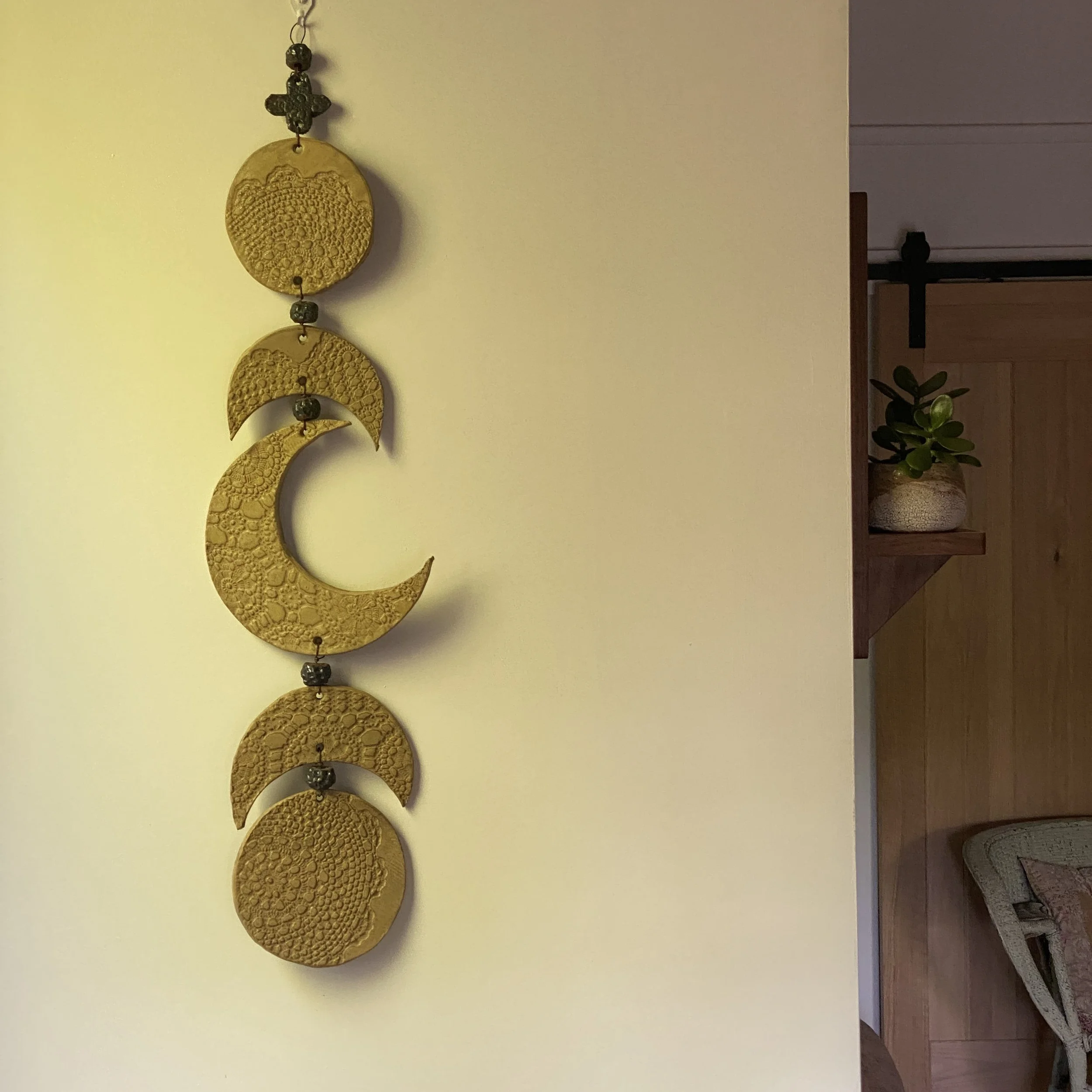 Unearthed Moon Phase Ceramic Wallhanging - Wheat