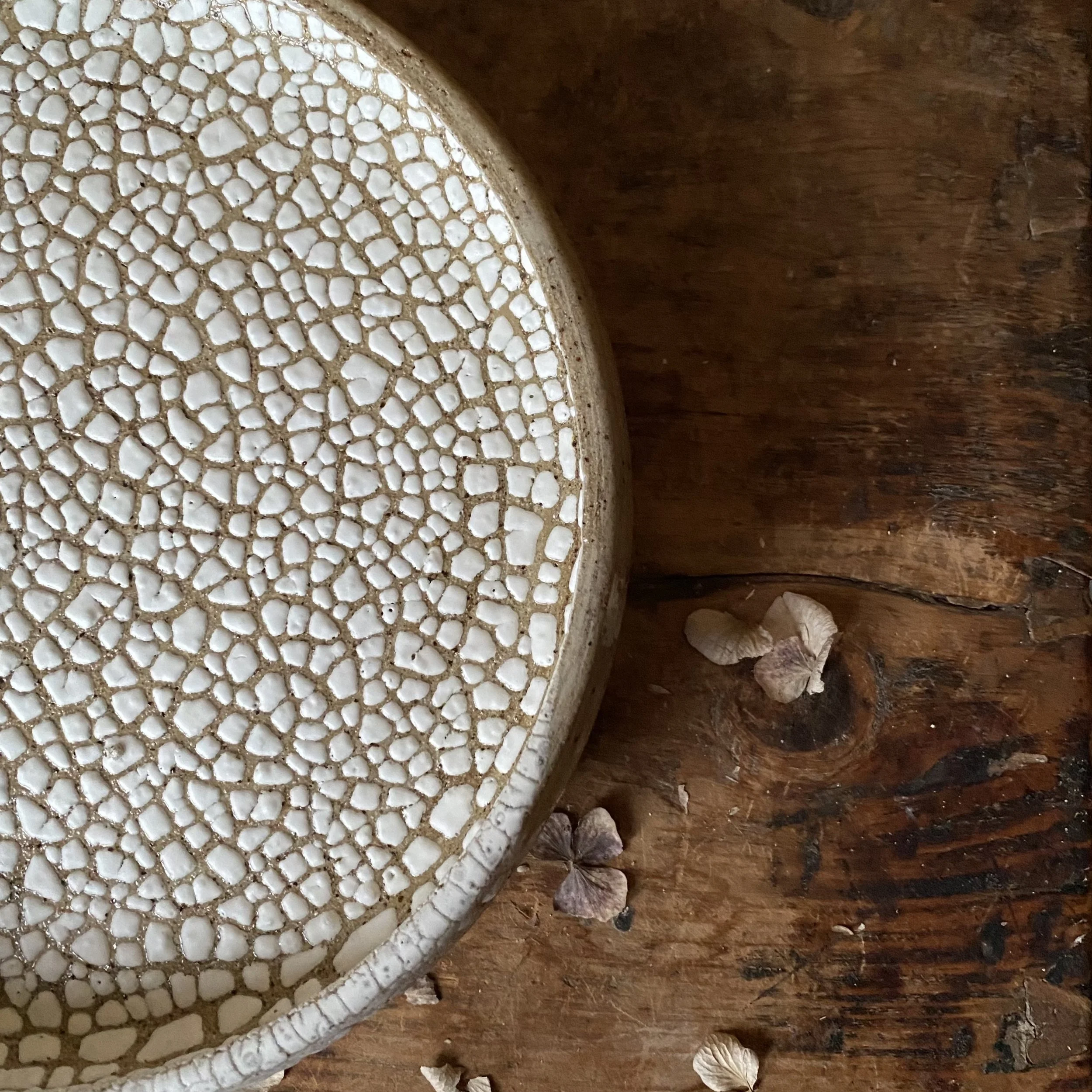 unique handmade crackle ceramic dinner plate